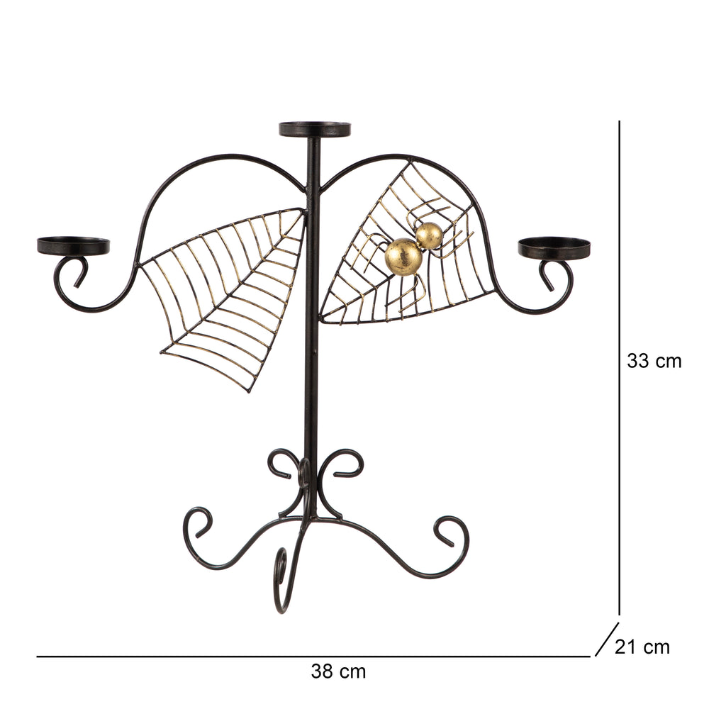 Spider Web Luxe Metal Candle Stand