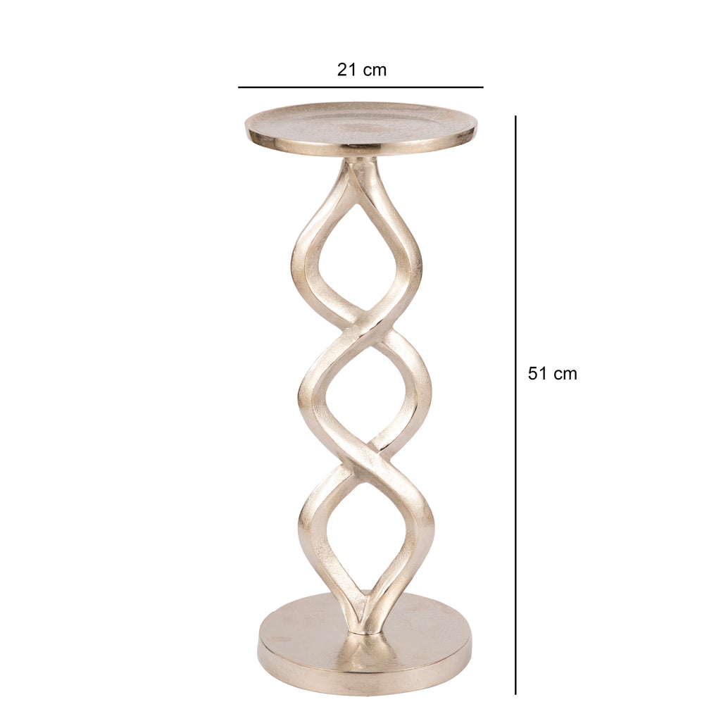 Sculptural Silver Twist Side Table