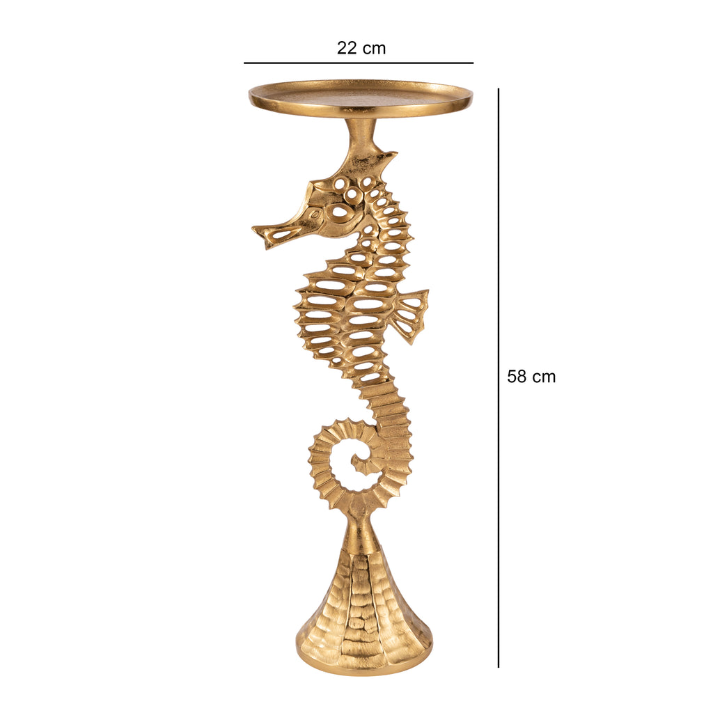 Coastal Seahorse Accent Side Table Gold