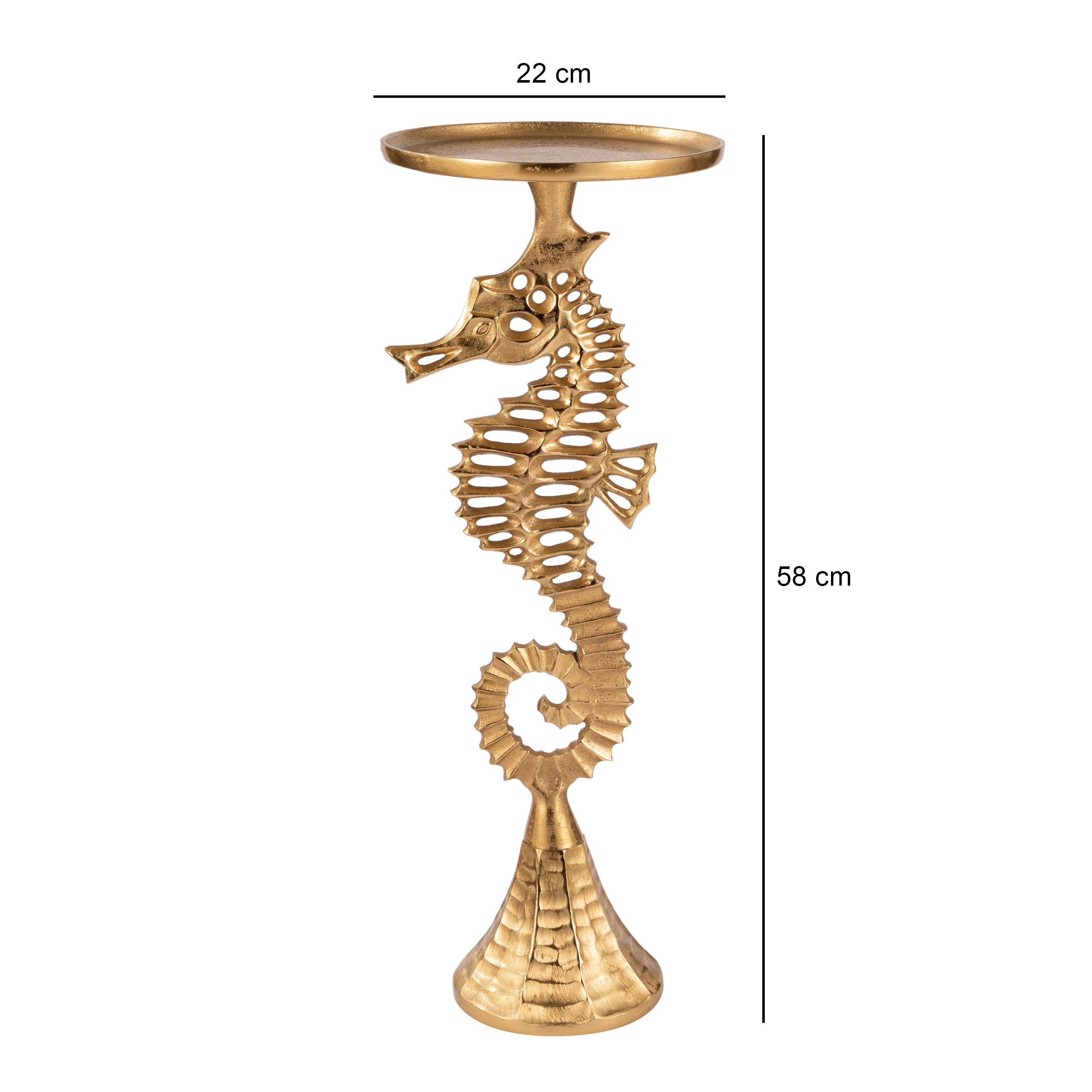 Coastal Seahorse Accent Side Table Gold