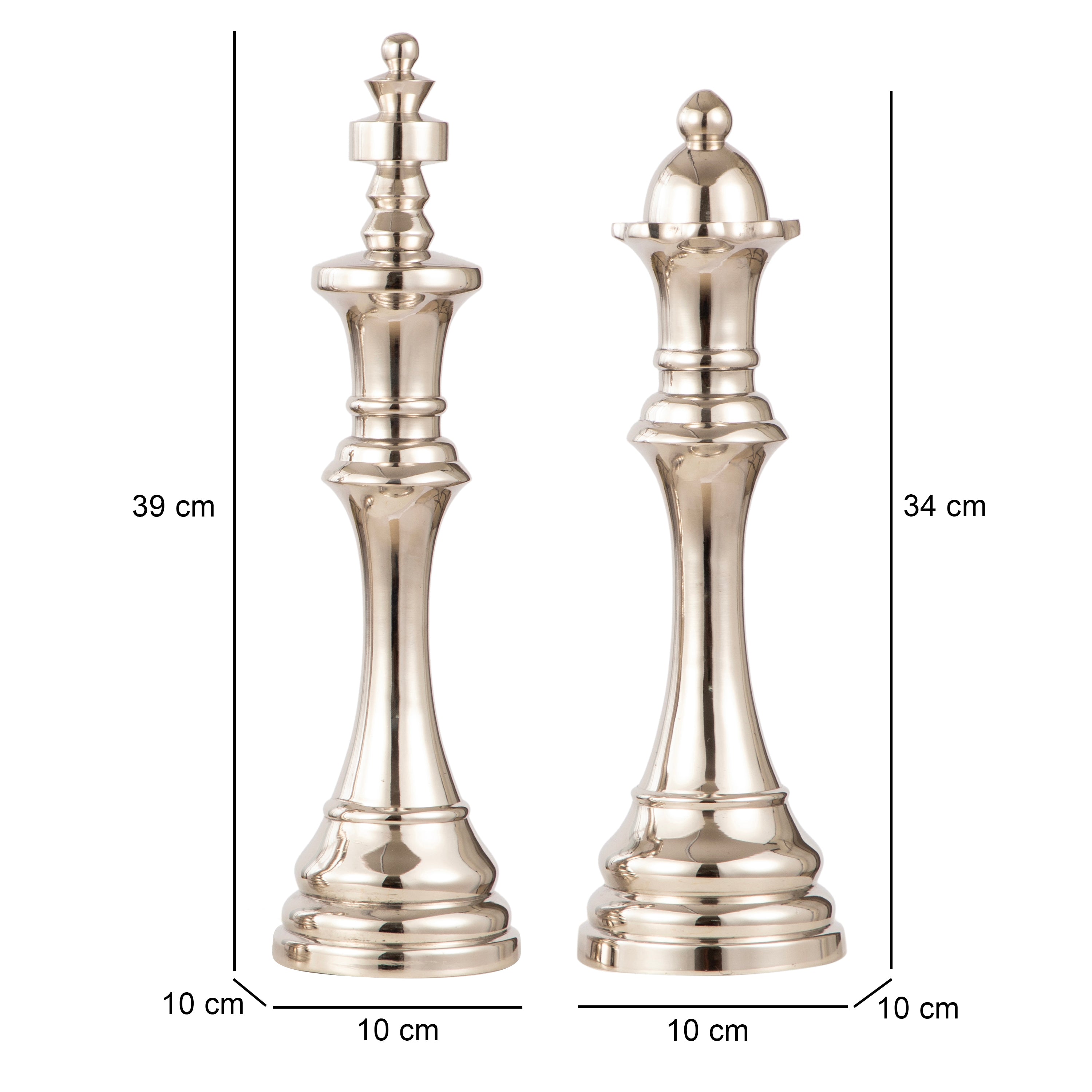 Silver Chess King & Queen Décor Set Large