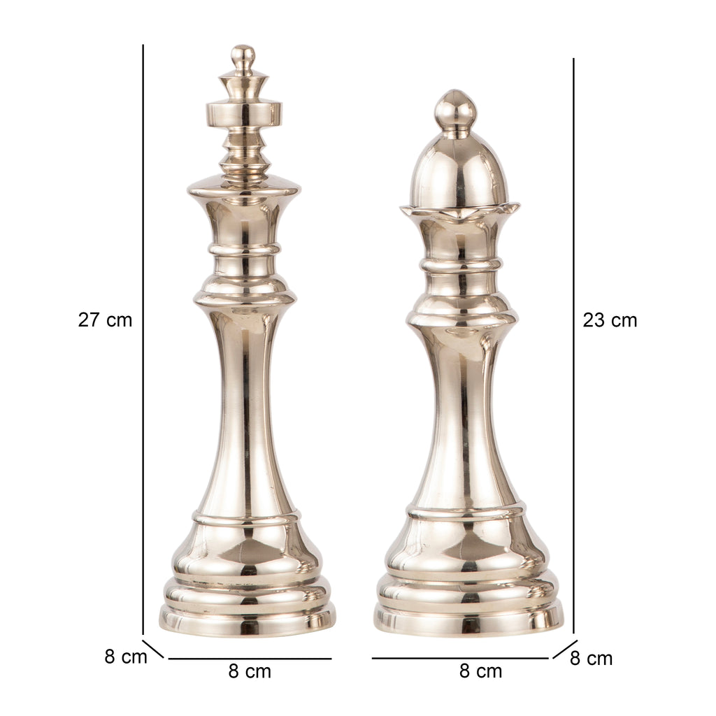 Silver Chess King & Queen Décor Small