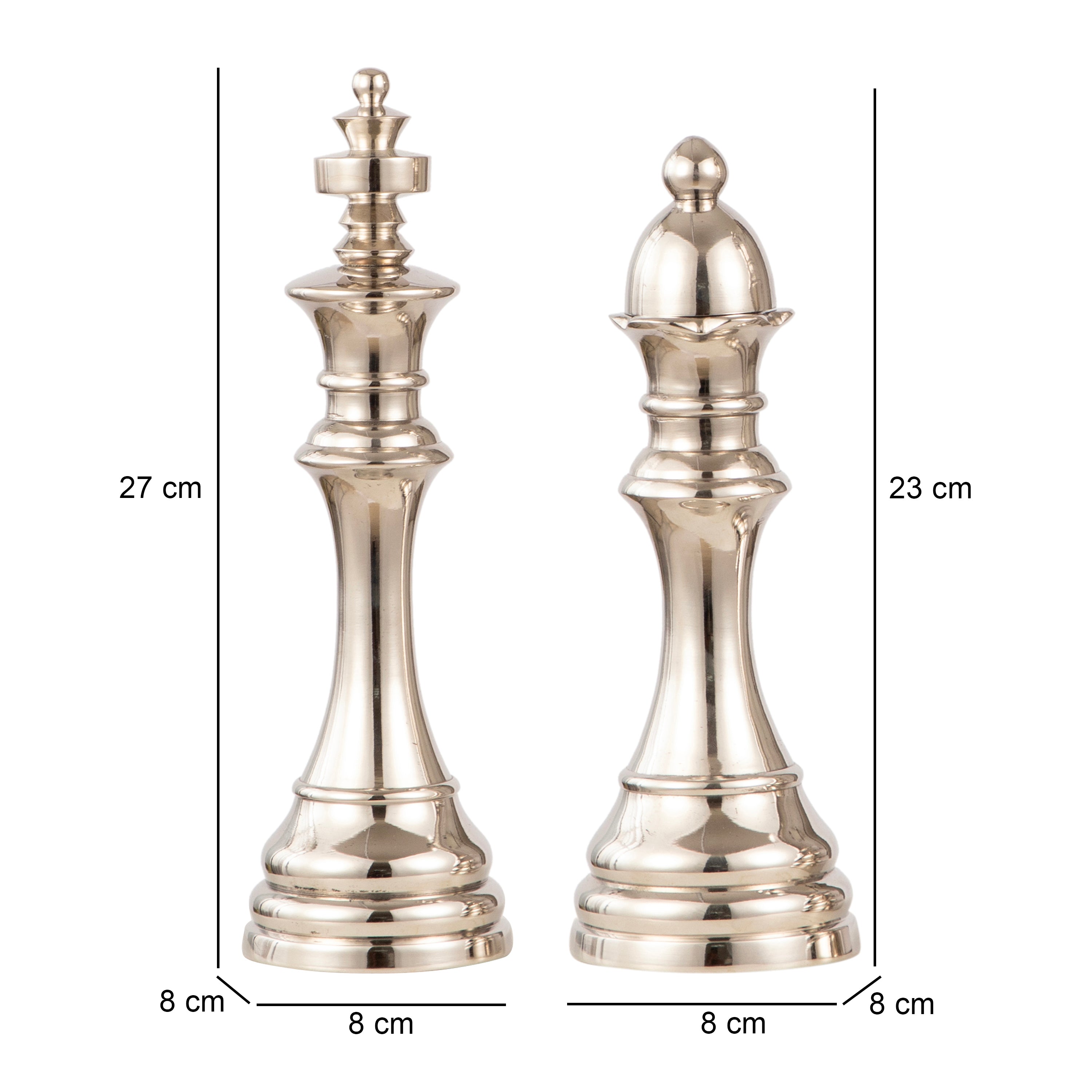 Silver Chess King & Queen Décor Small