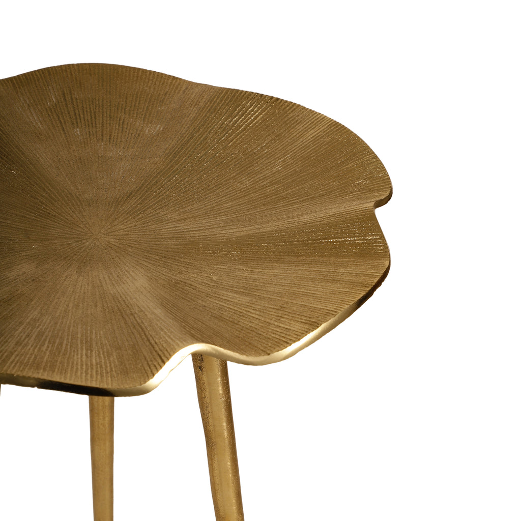 Golden Lotus Metal Side Table