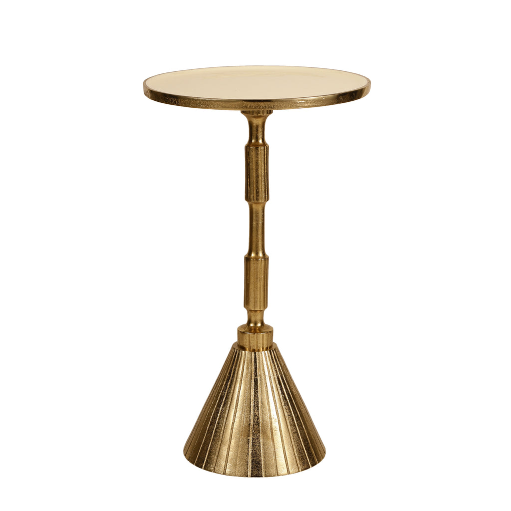 Fluted Pedestal Gold Accent Table