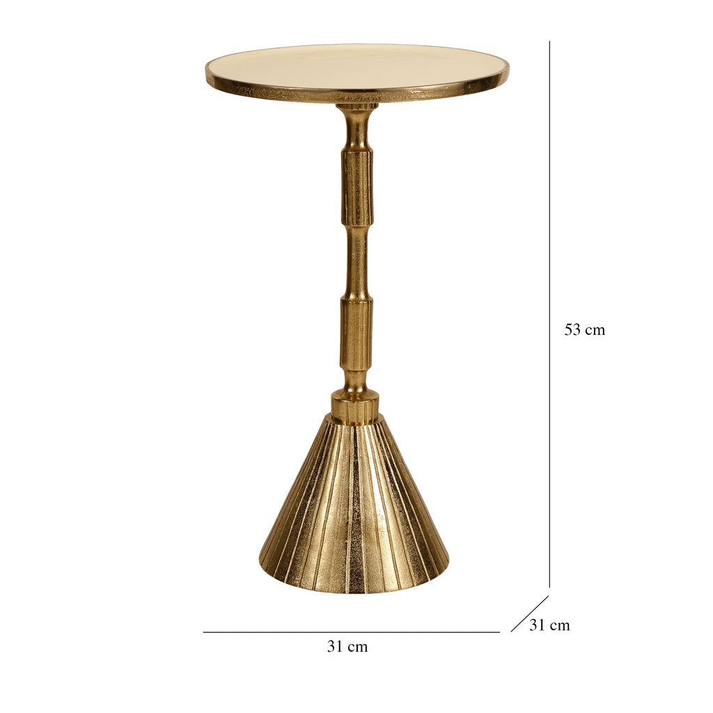 Fluted Pedestal Gold Accent Table