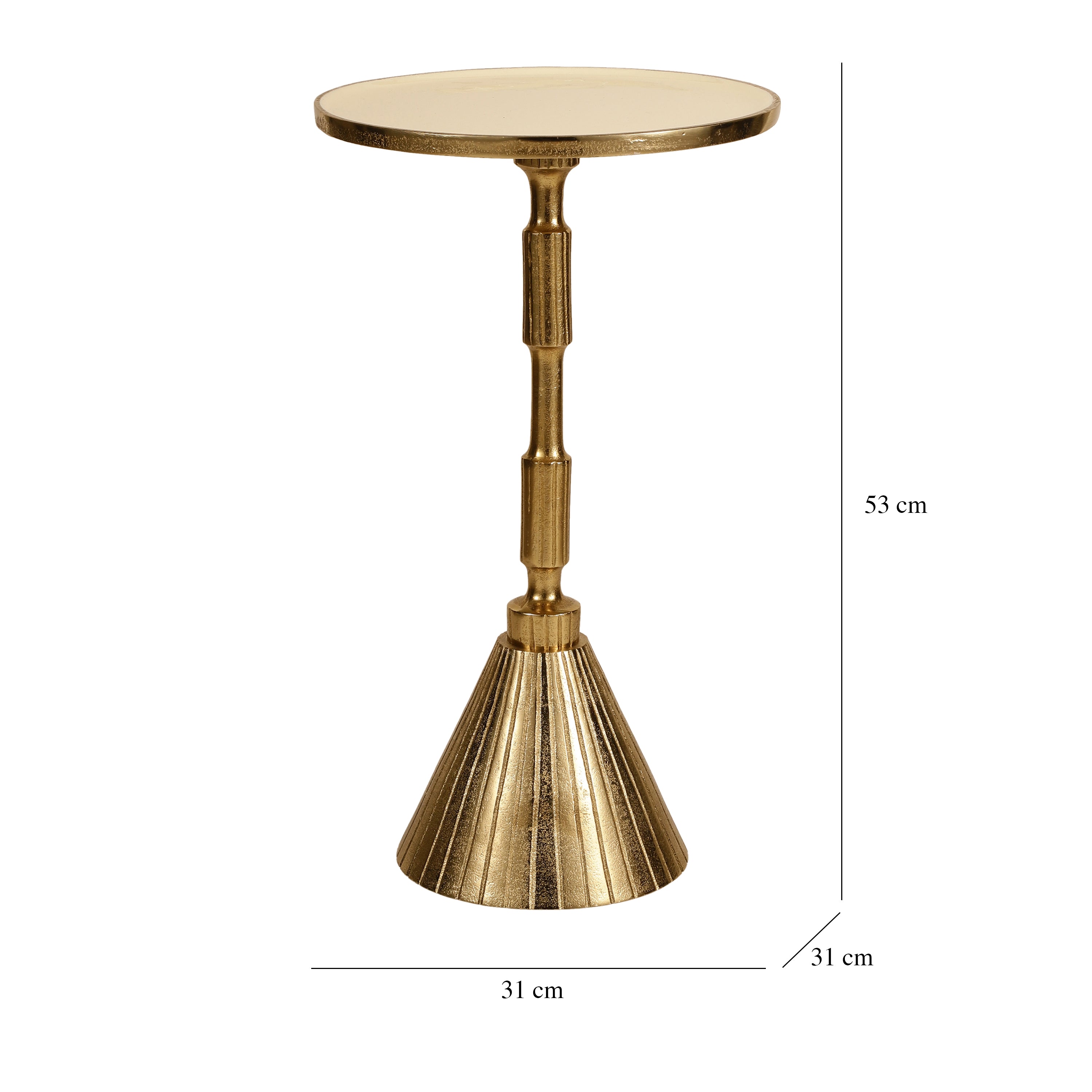 Fluted Pedestal Gold Accent Table