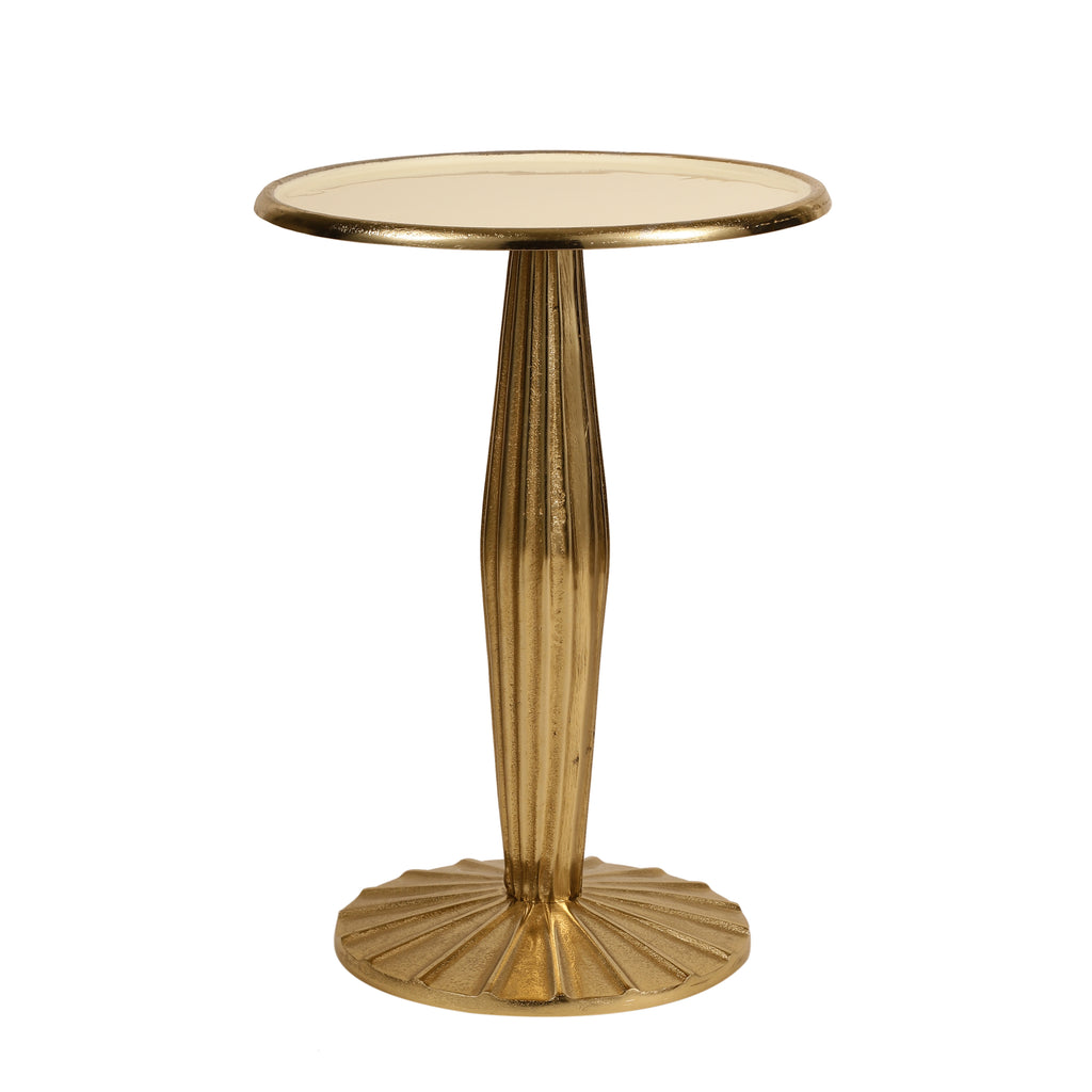 Fluted Gold Pedestal Side Table Large