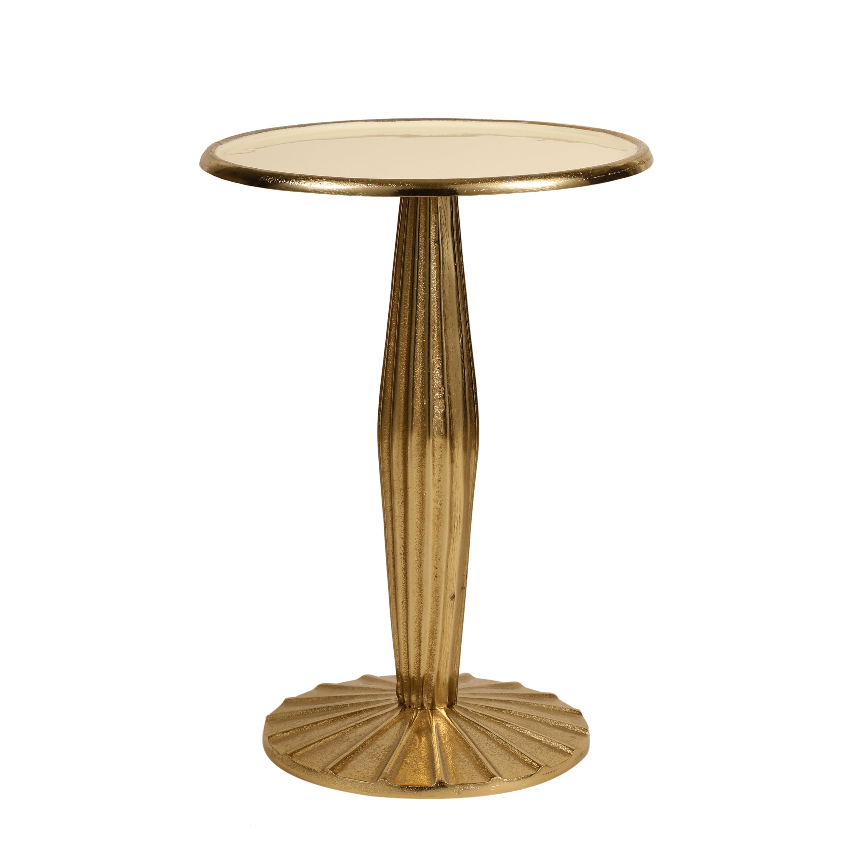 Fluted Gold Pedestal Side Table Large
