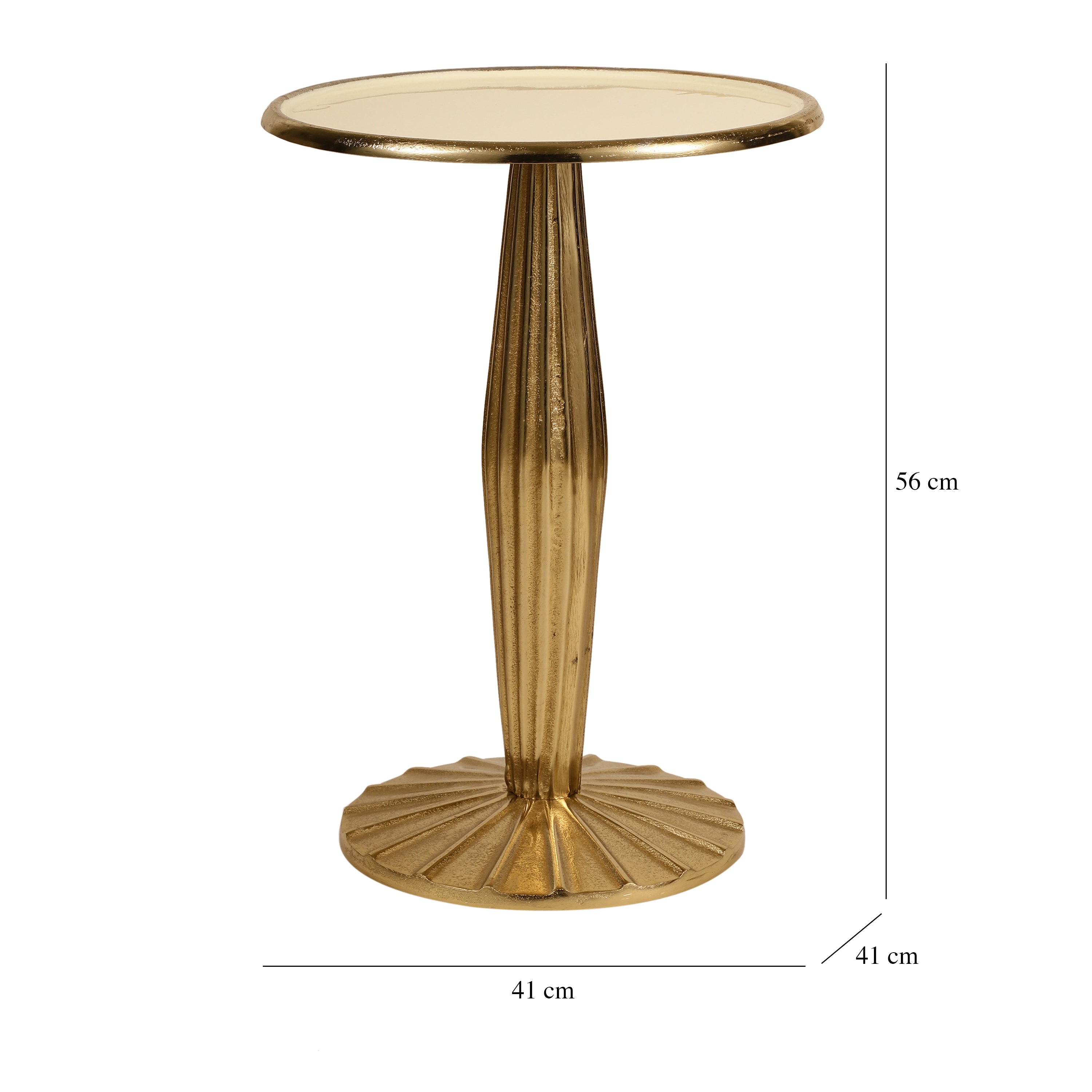Fluted Gold Pedestal Side Table Large