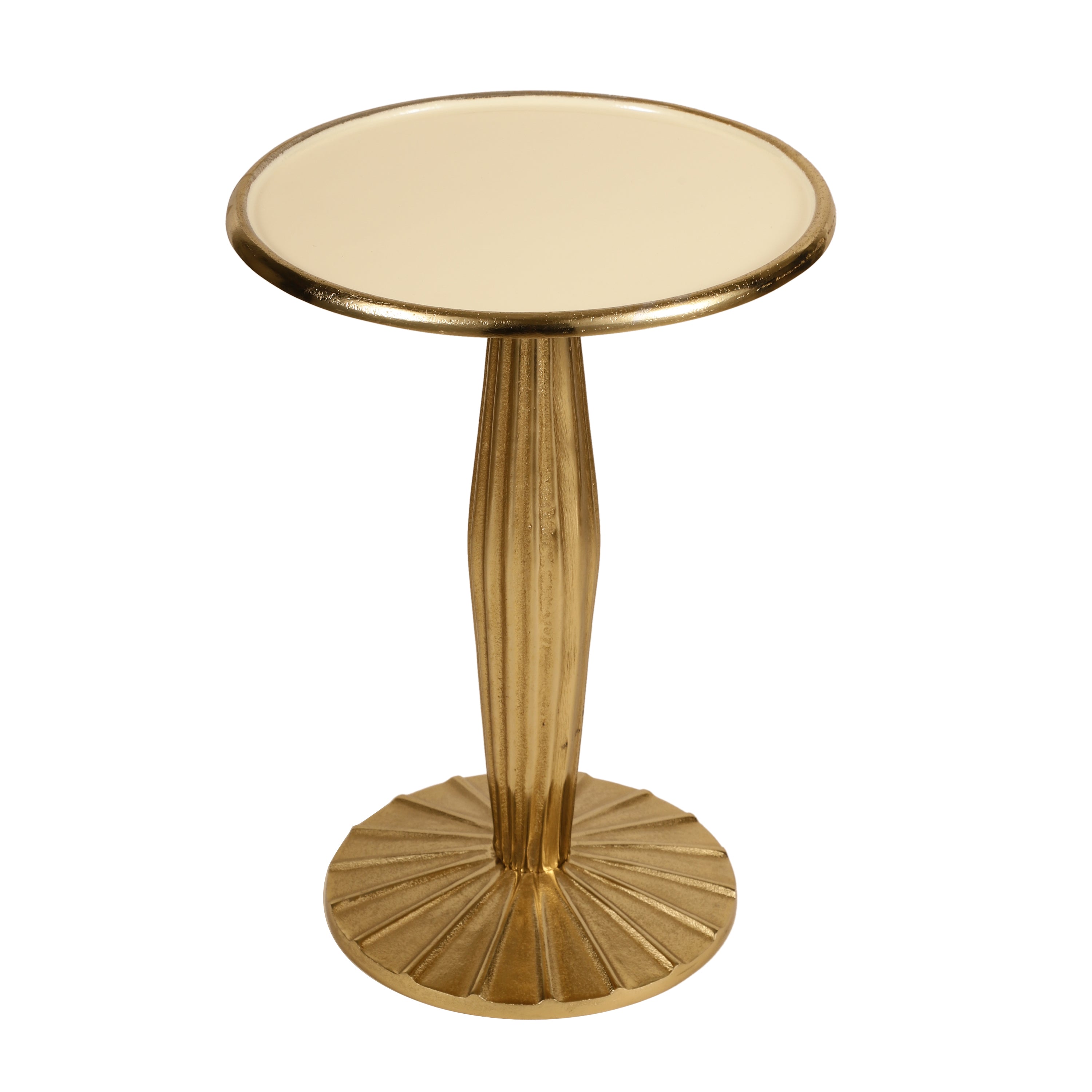 Fluted Gold Pedestal Side Table Large