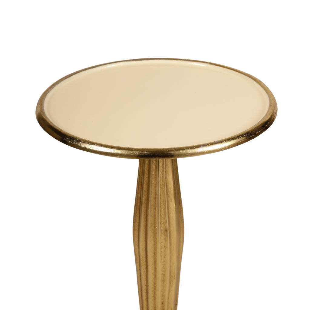 Fluted Gold Pedestal Side Table Large
