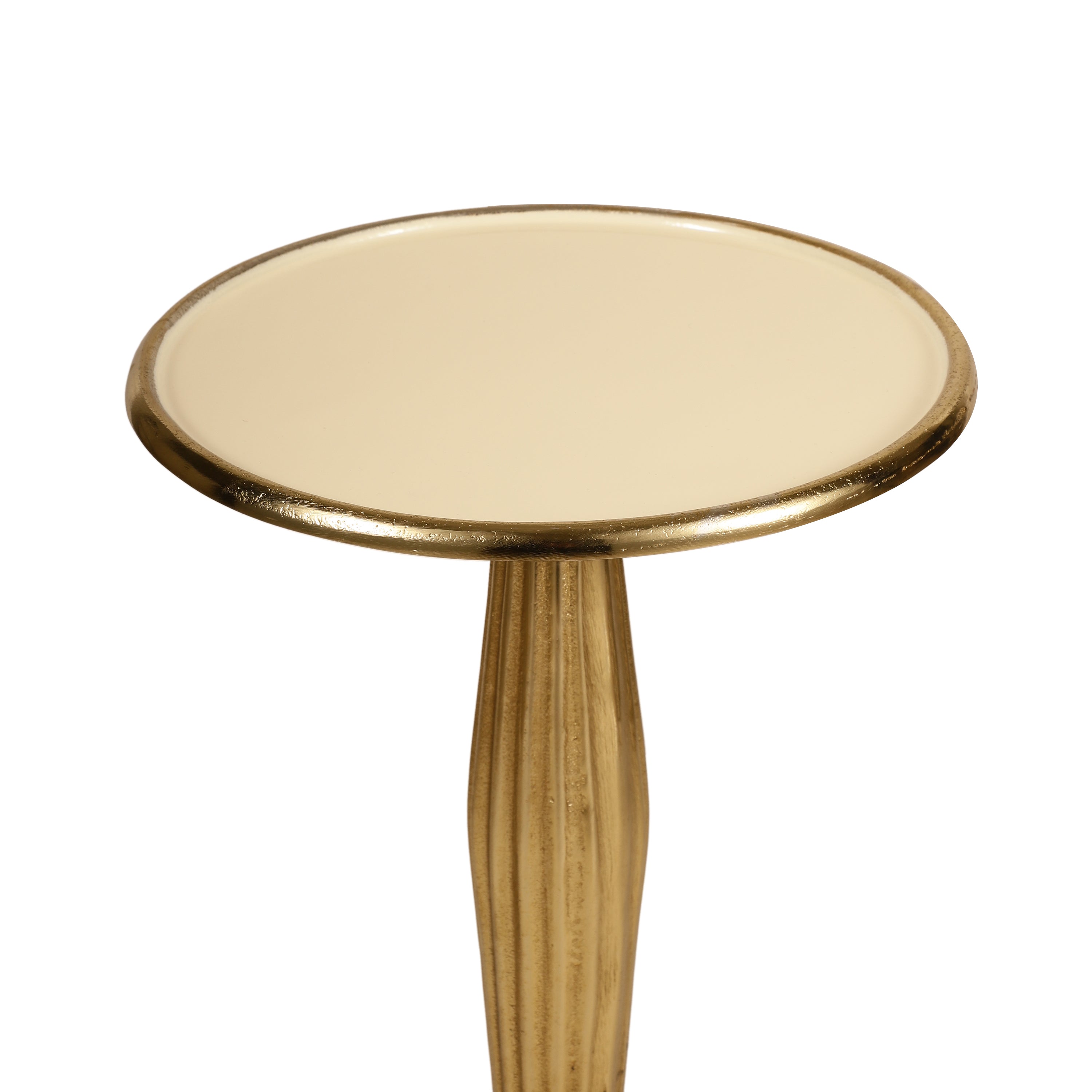 Fluted Gold Pedestal Side Table Large