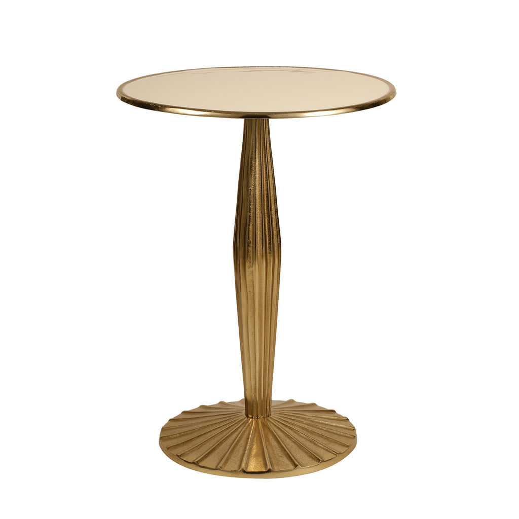 Fluted Gold Pedestal Side Table Small