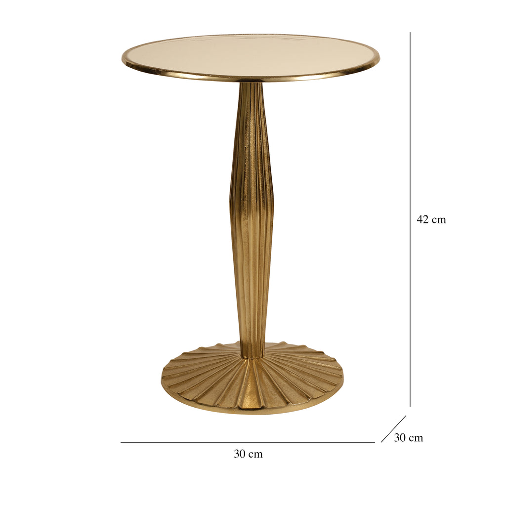 Fluted Gold Pedestal Side Table Small