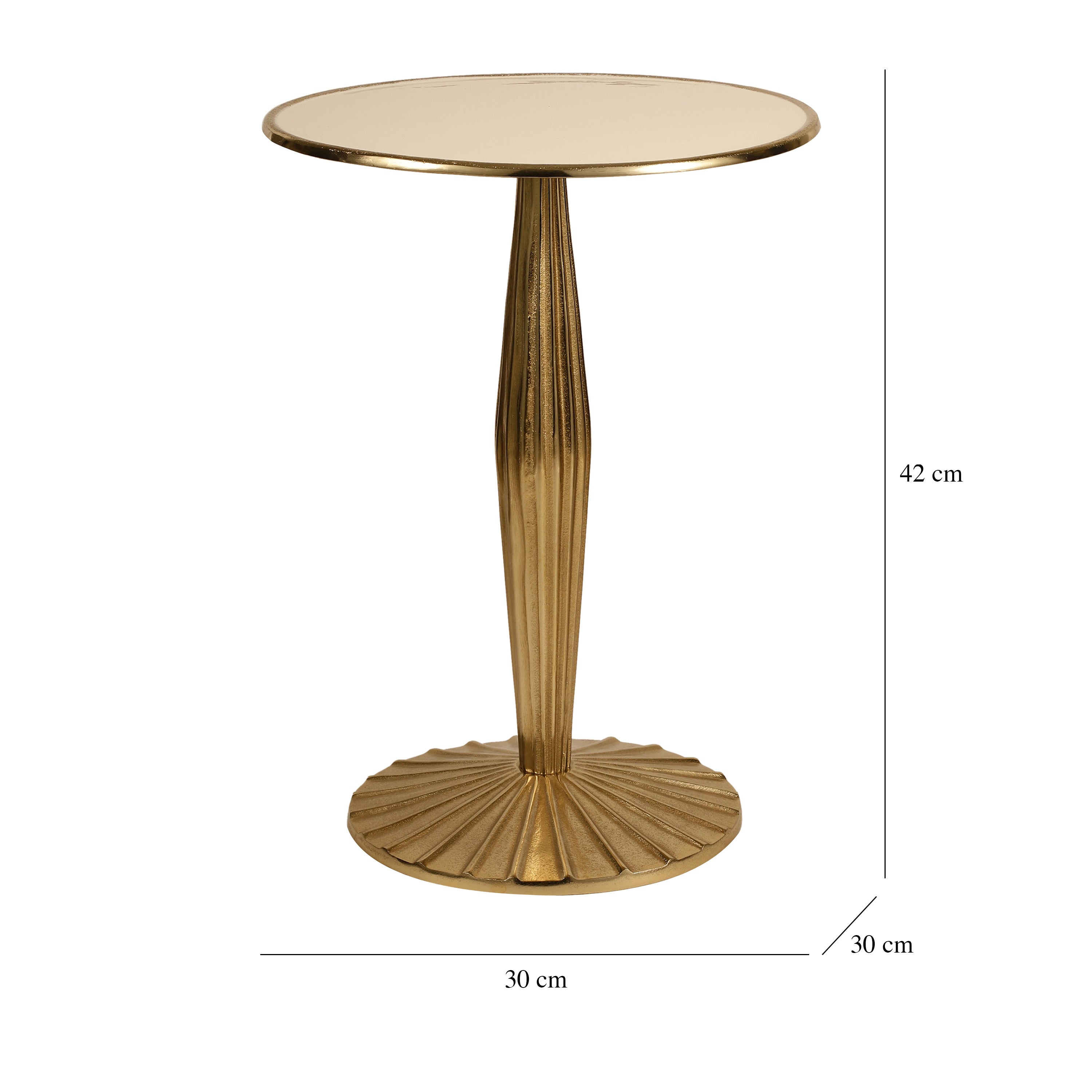 Fluted Gold Pedestal Side Table Small