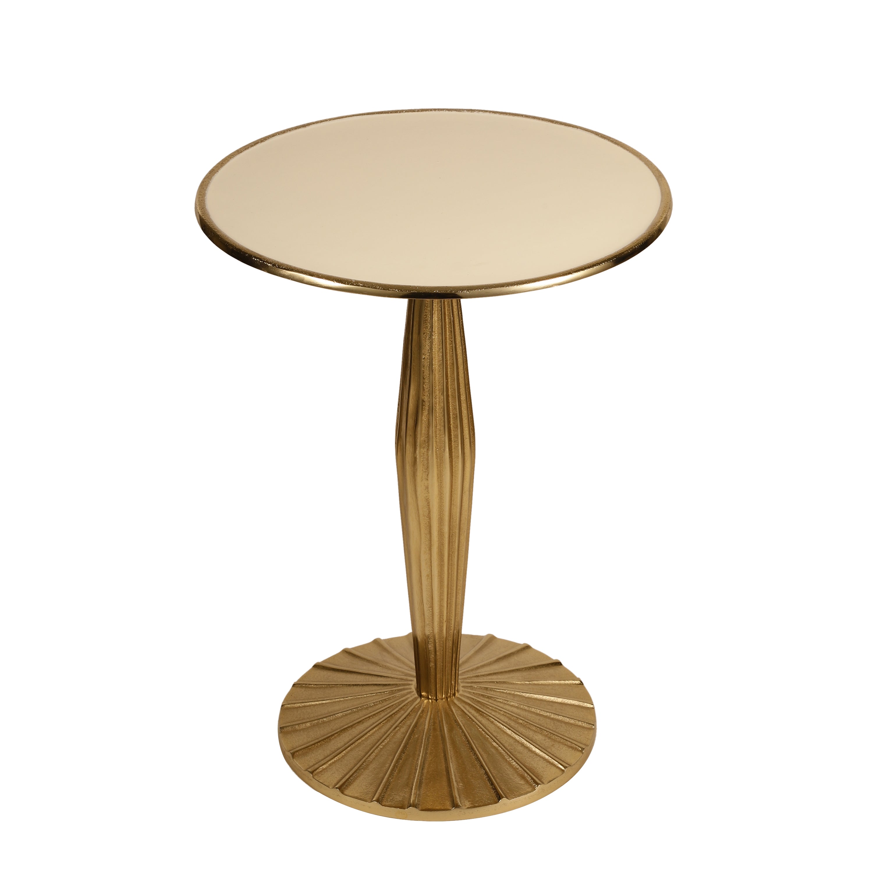 Fluted Gold Pedestal Side Table Small