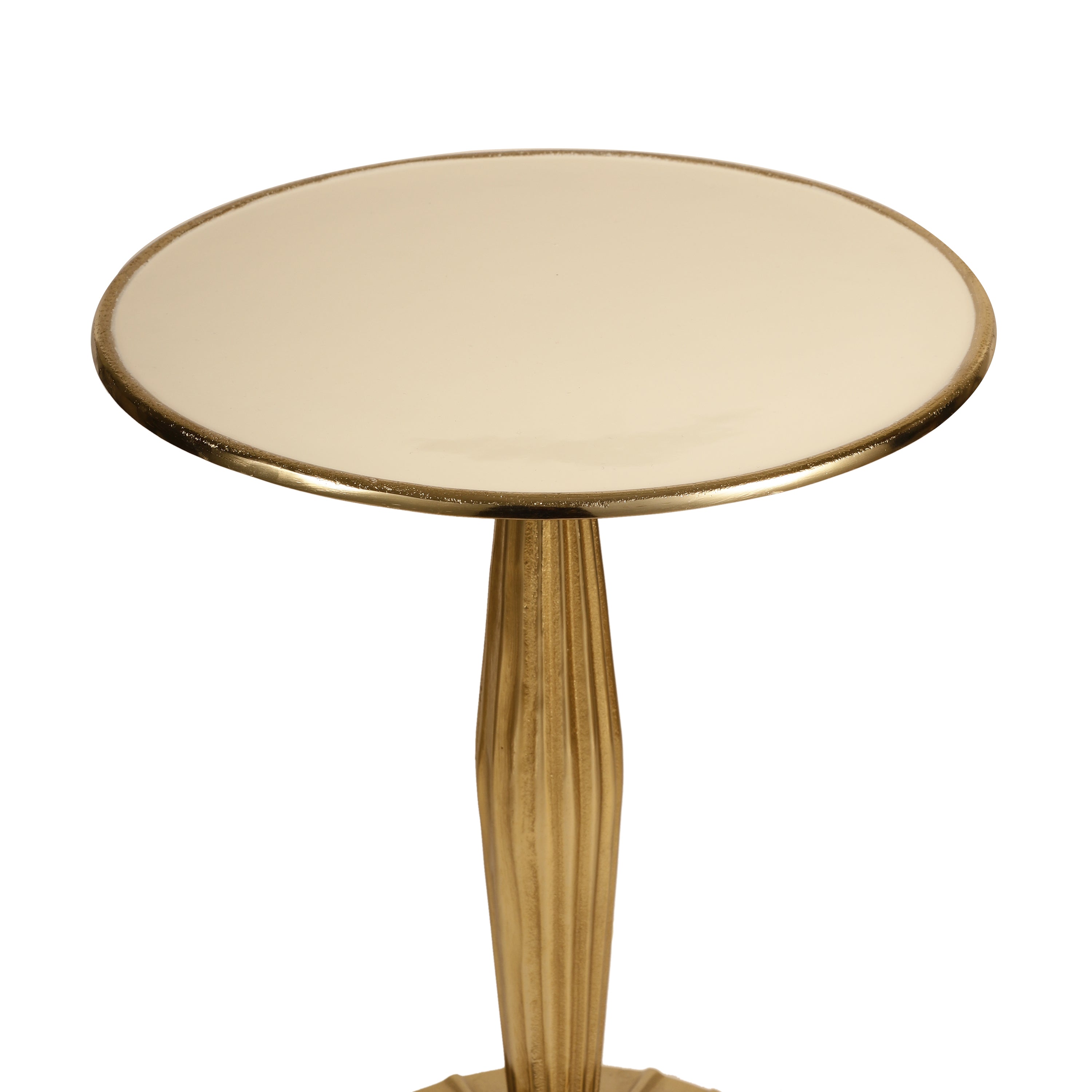 Fluted Gold Pedestal Side Table Small
