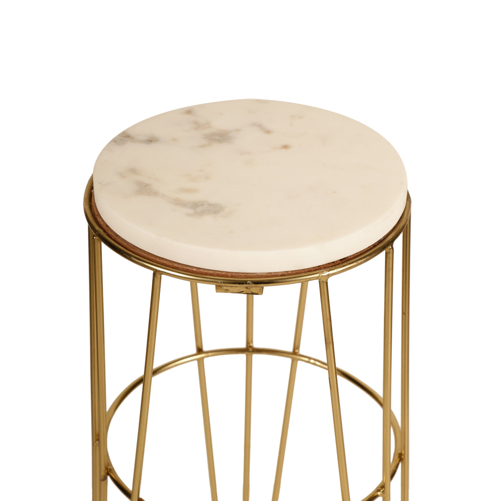 Gold Wire Marble Accent Table Small