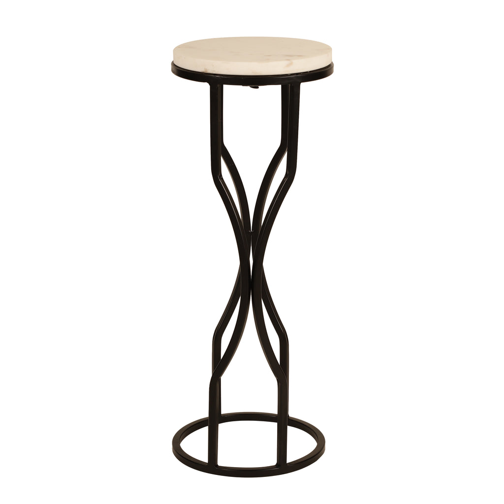 Marble Top Curved Metal Side Table Medium