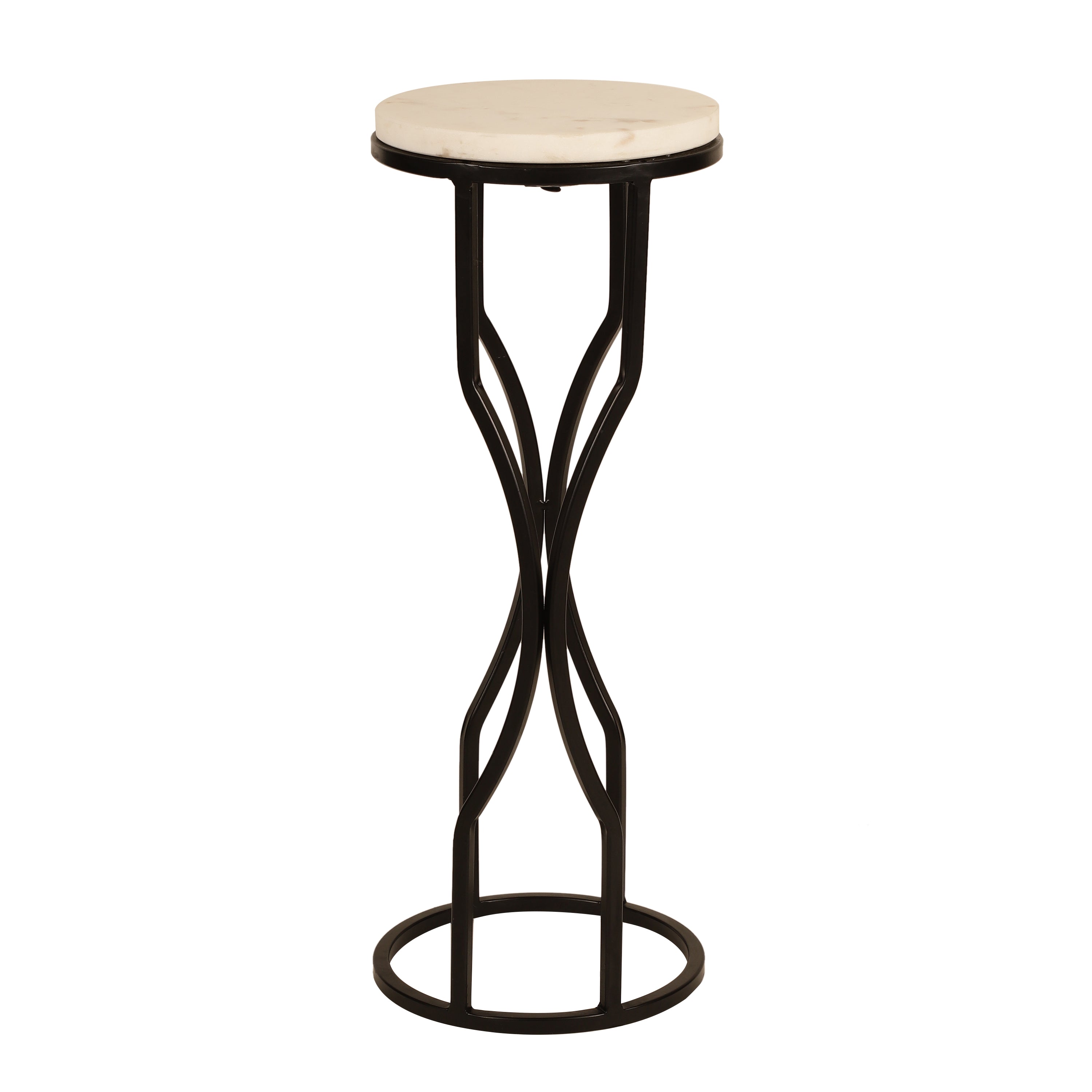 Marble Top Curved Metal Side Table Medium