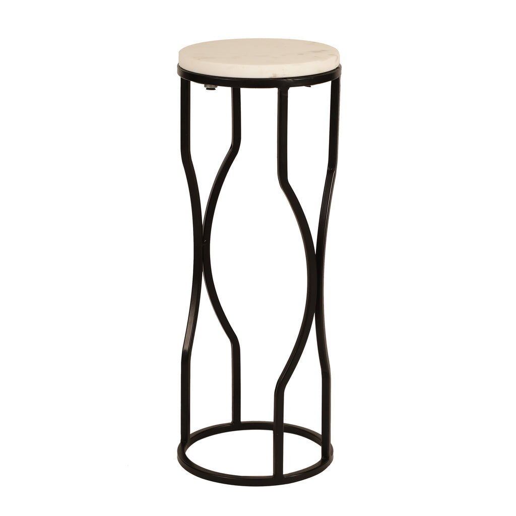 Marble Top Curved Metal Side Table Medium