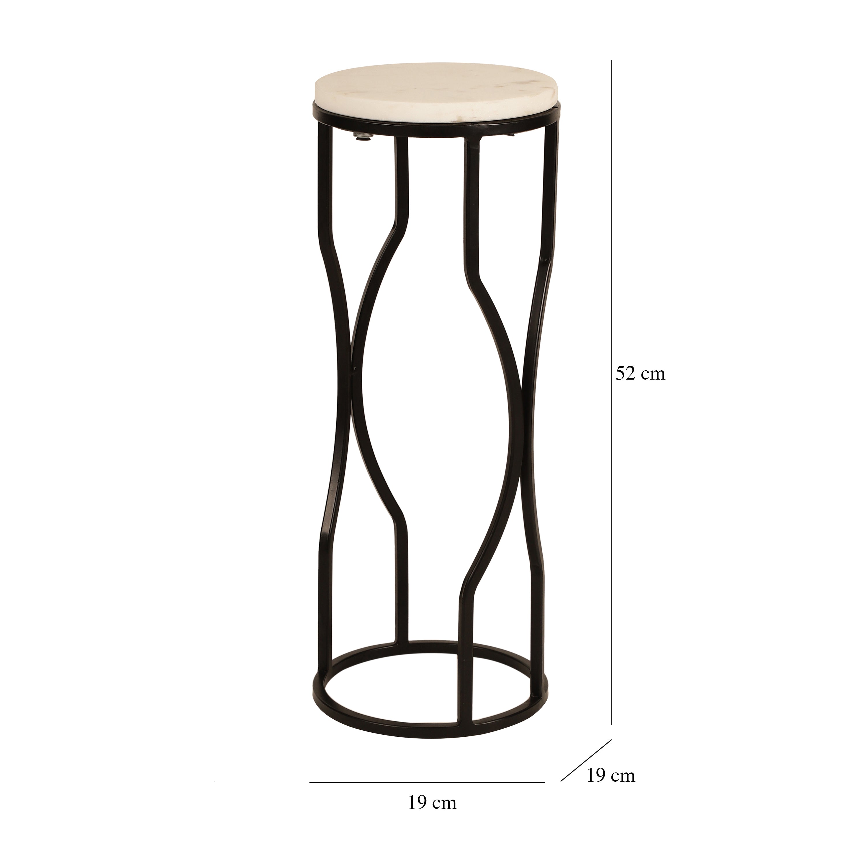 Marble Top Curved Metal Side Table Medium
