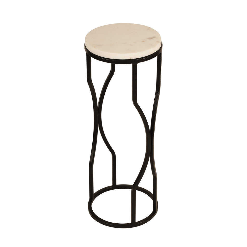 Marble Top Curved Metal Side Table Medium