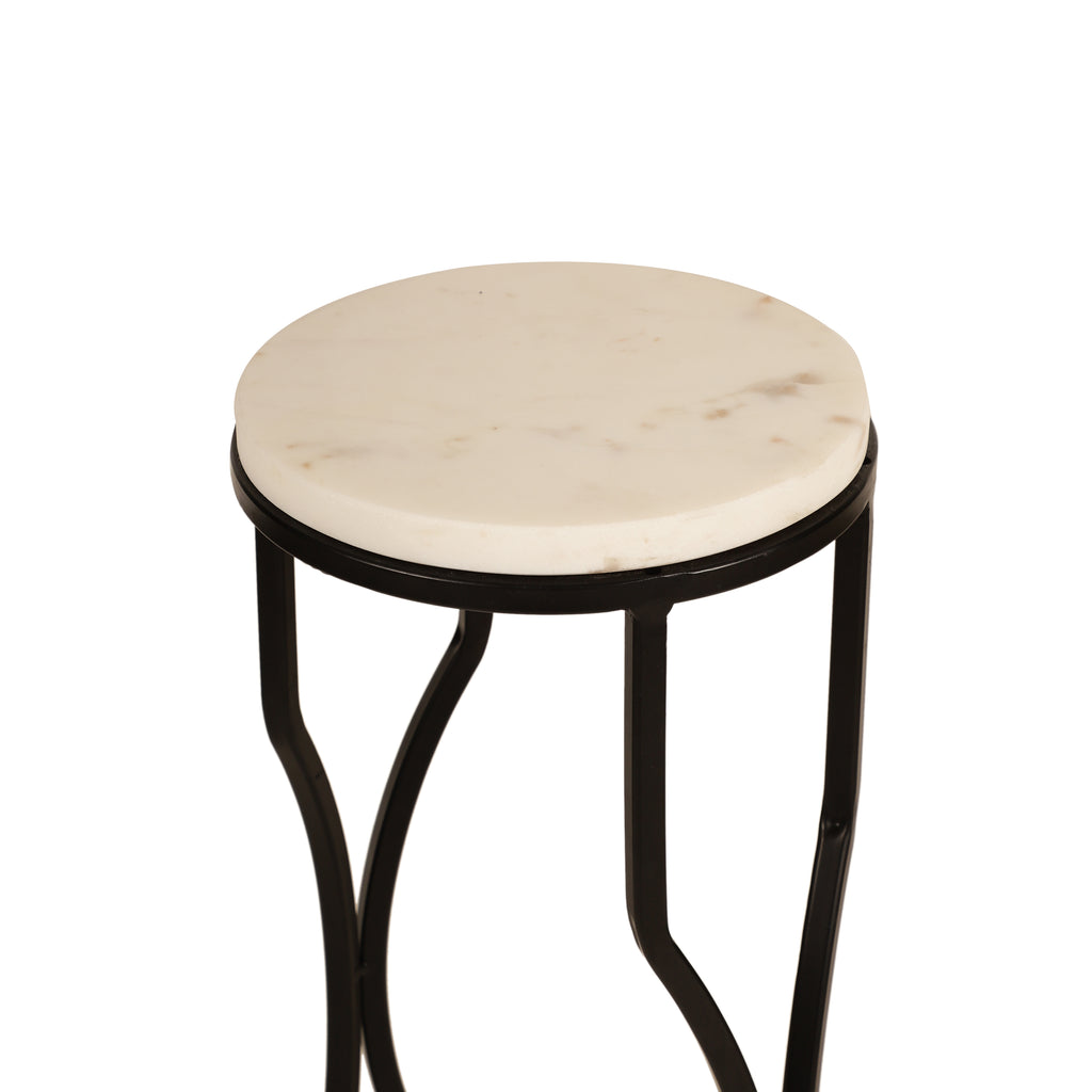 Marble Top Curved Metal Side Table Medium
