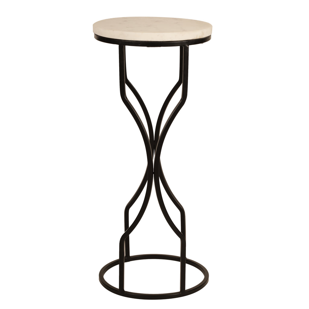 Marble Top Curved Metal Side Table Small