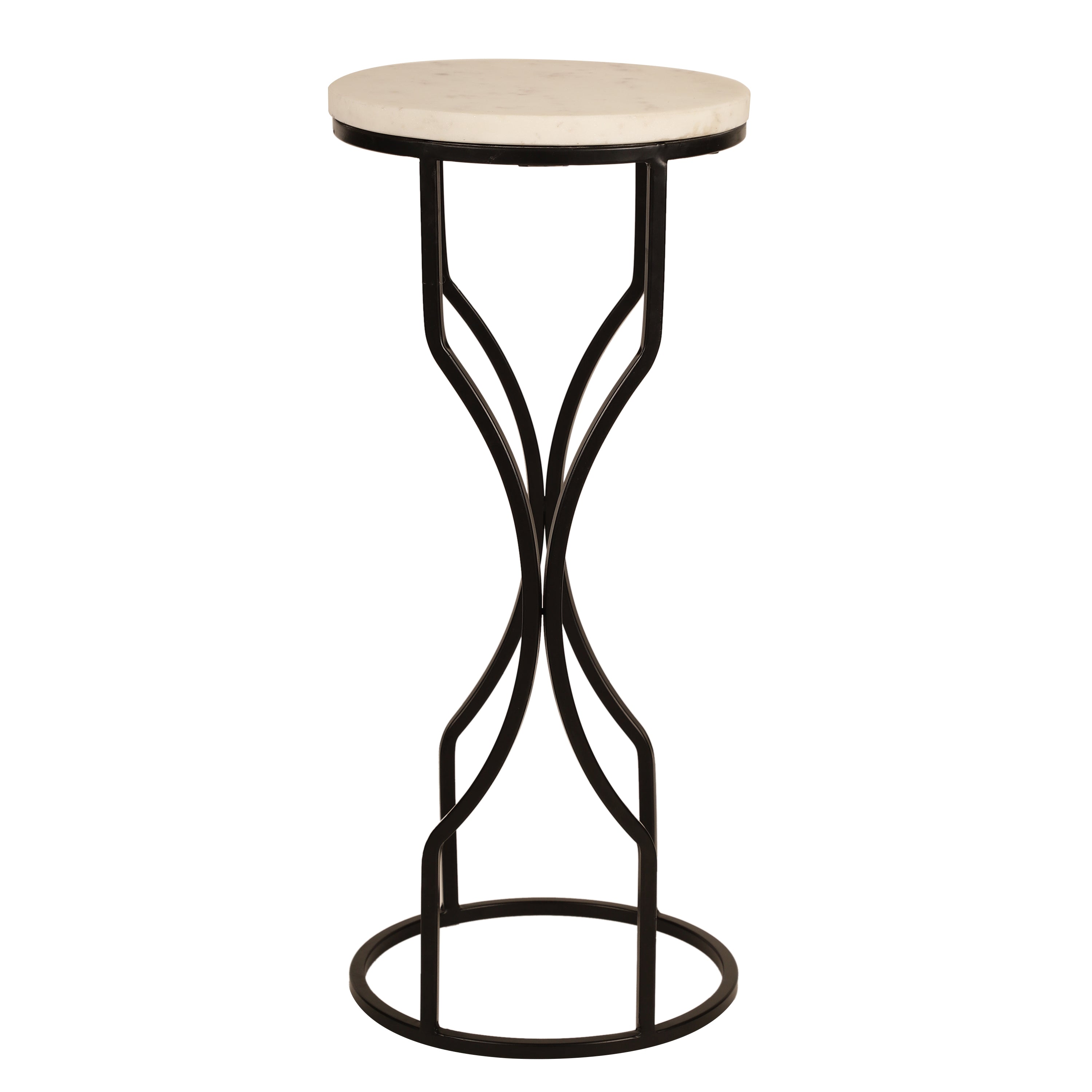 Marble Top Curved Metal Side Table Small