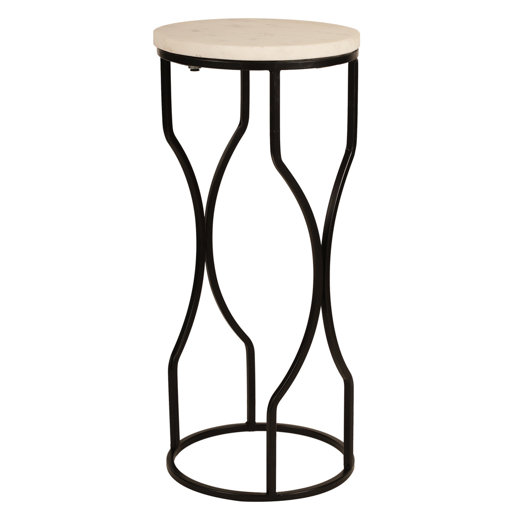 Marble Top Curved Metal Side Table Small