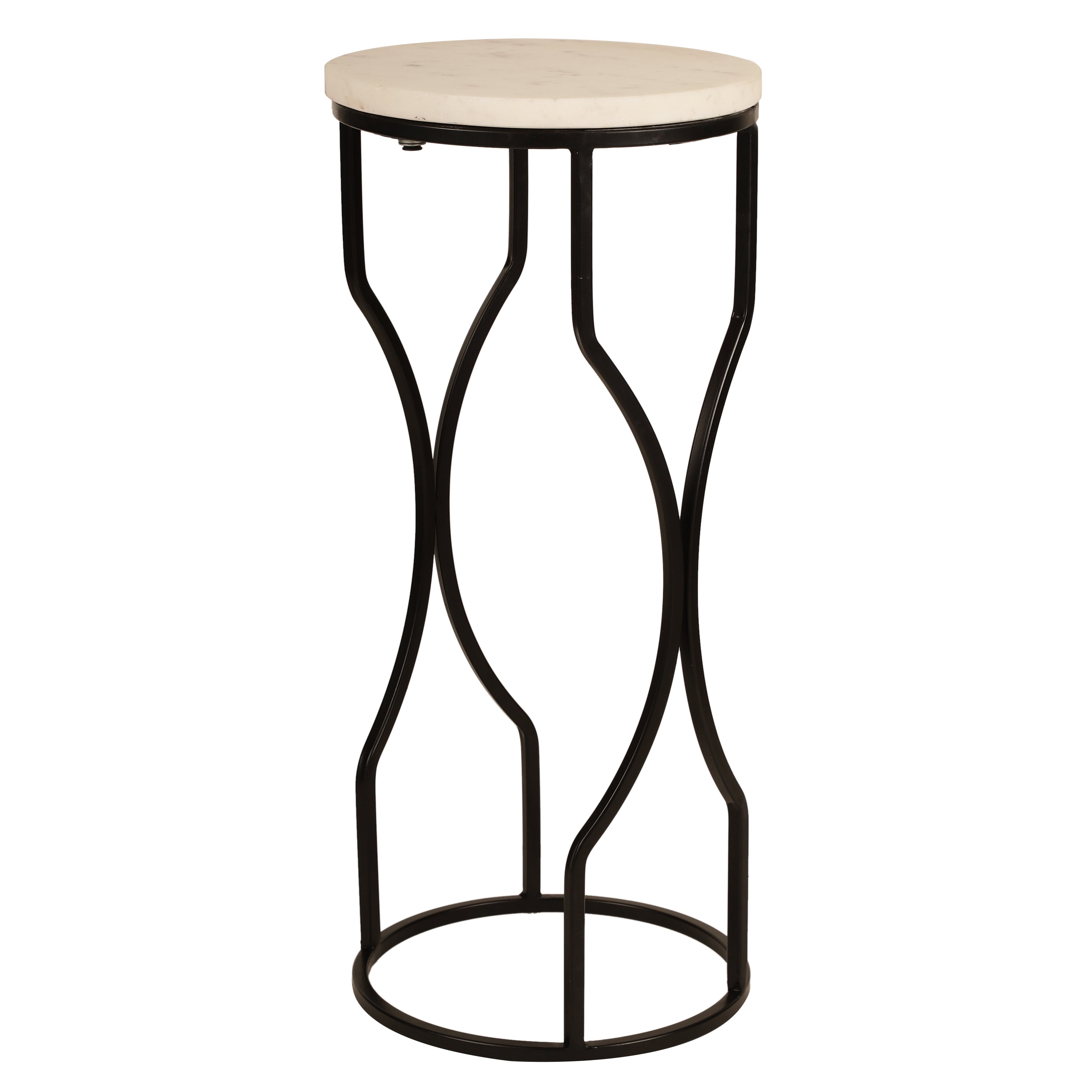 Marble Top Curved Metal Side Table Small