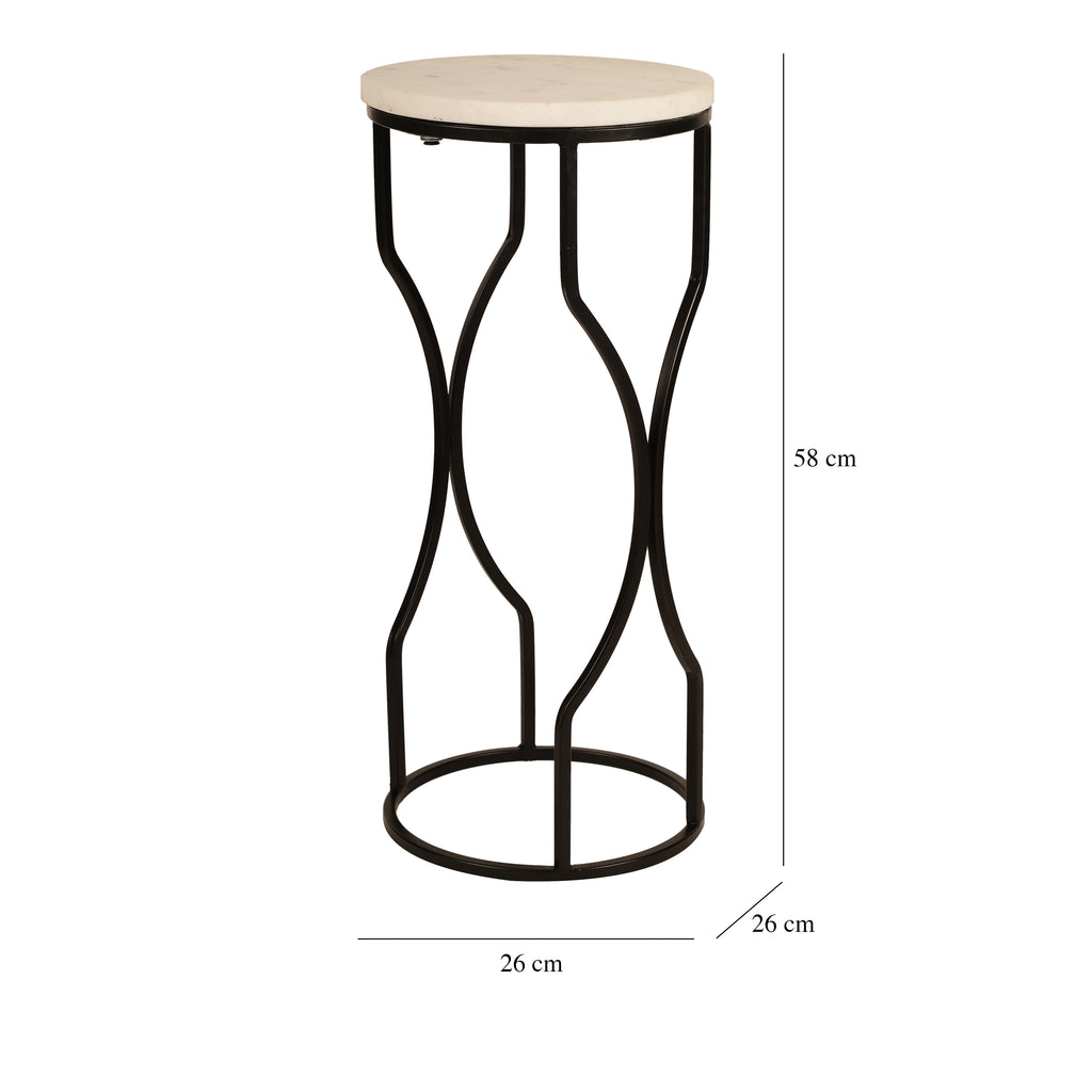 Marble Top Curved Metal Side Table Small