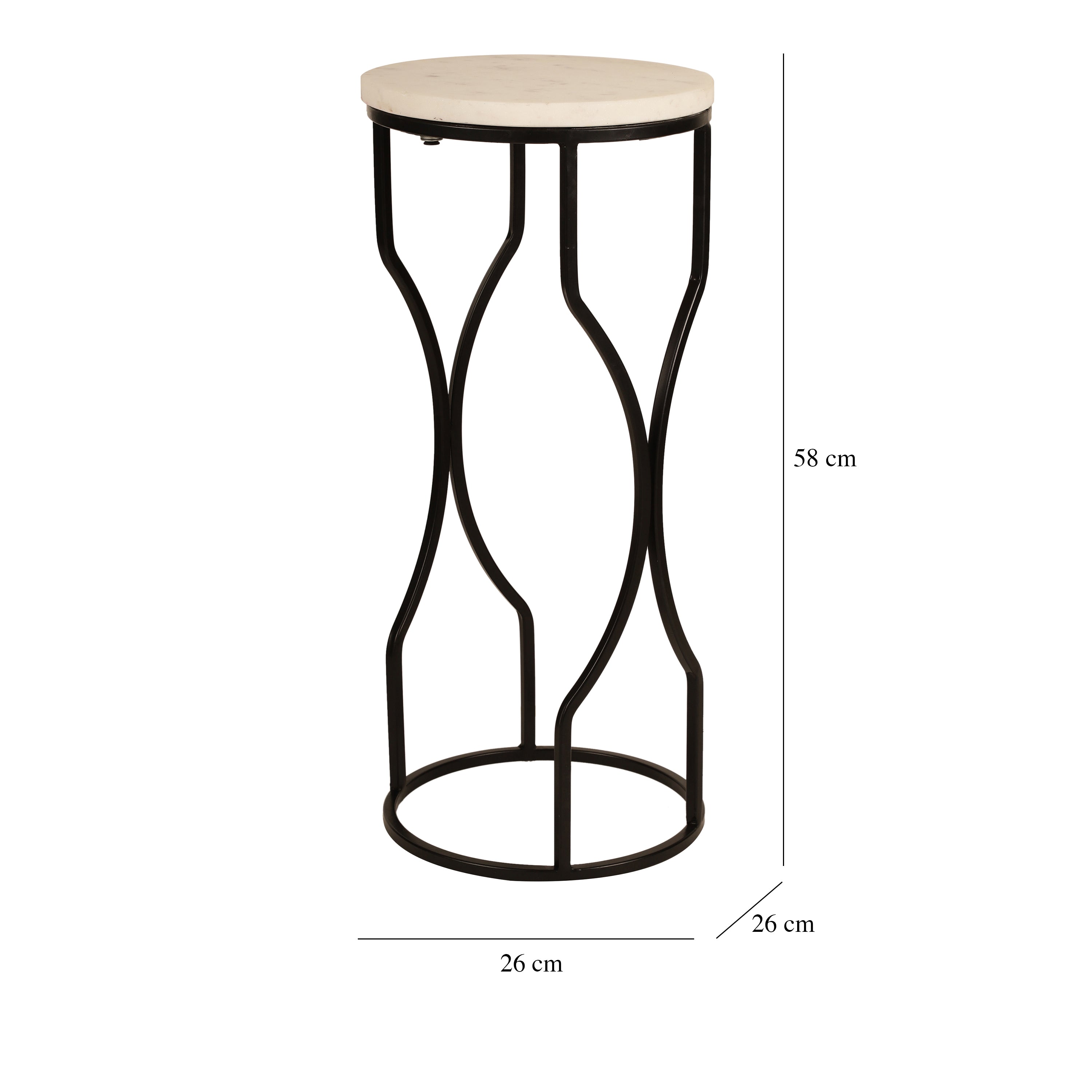 Marble Top Curved Metal Side Table Small