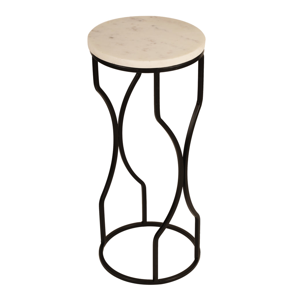 Marble Top Curved Metal Side Table Small