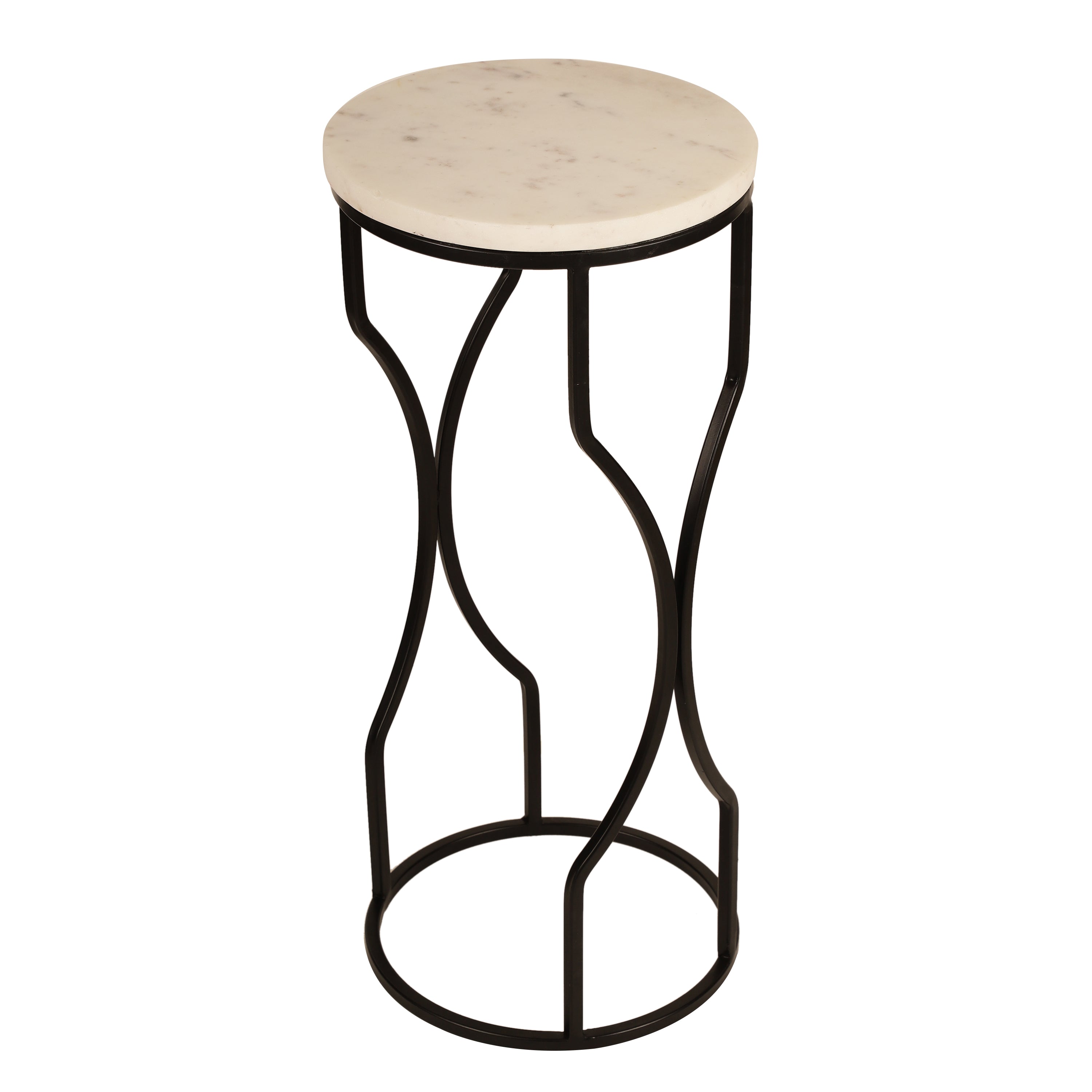 Marble Top Curved Metal Side Table Small