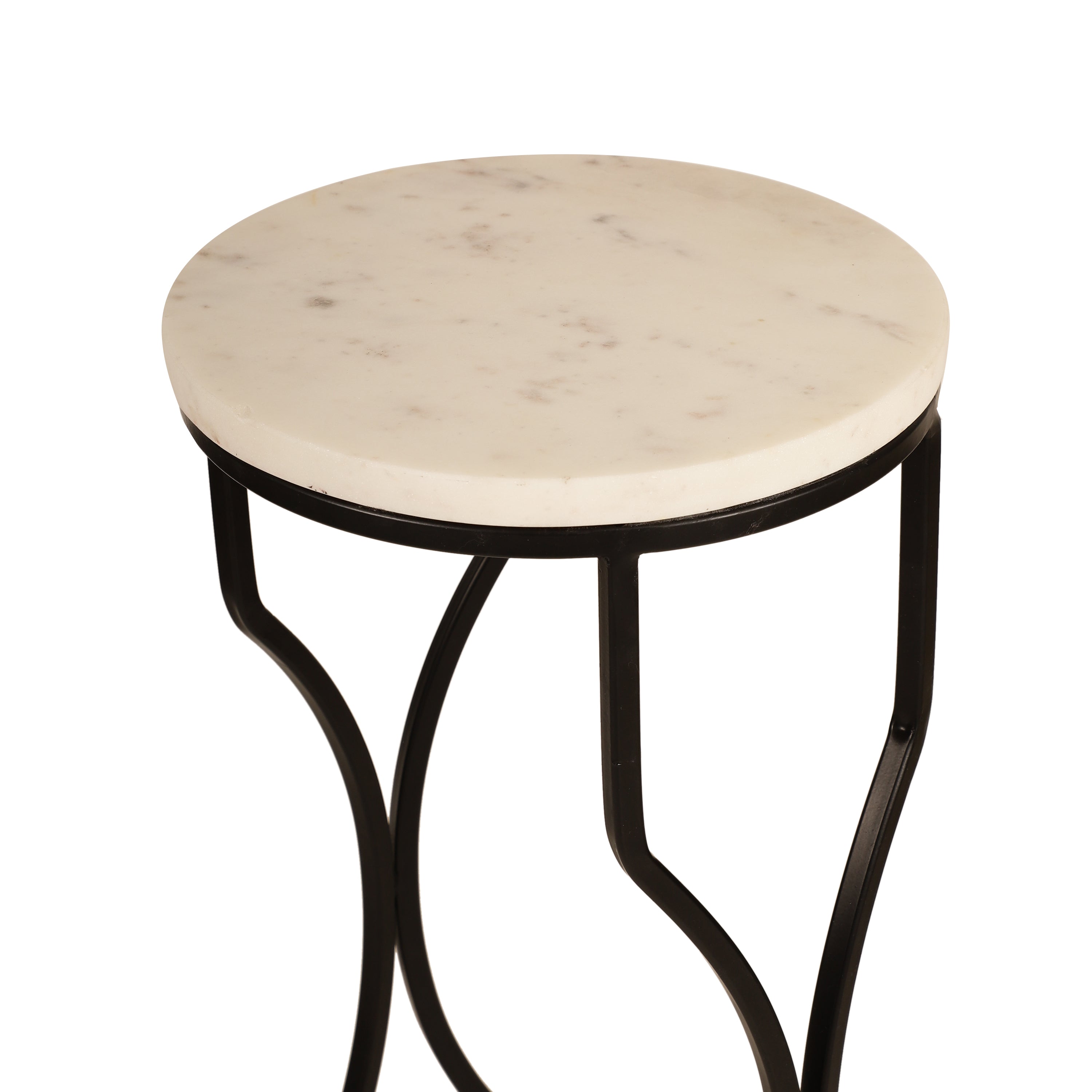 Marble Top Curved Metal Side Table Small