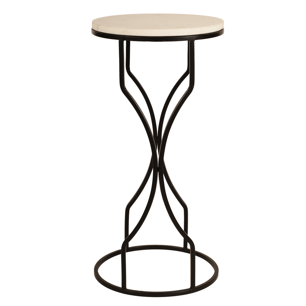 Marble Top Curved Metal Side Table Large