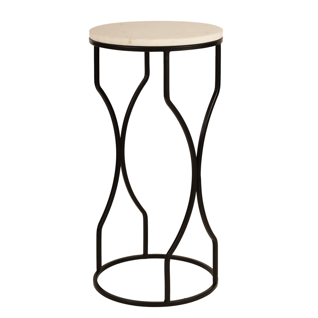 Marble Top Curved Metal Side Table Large