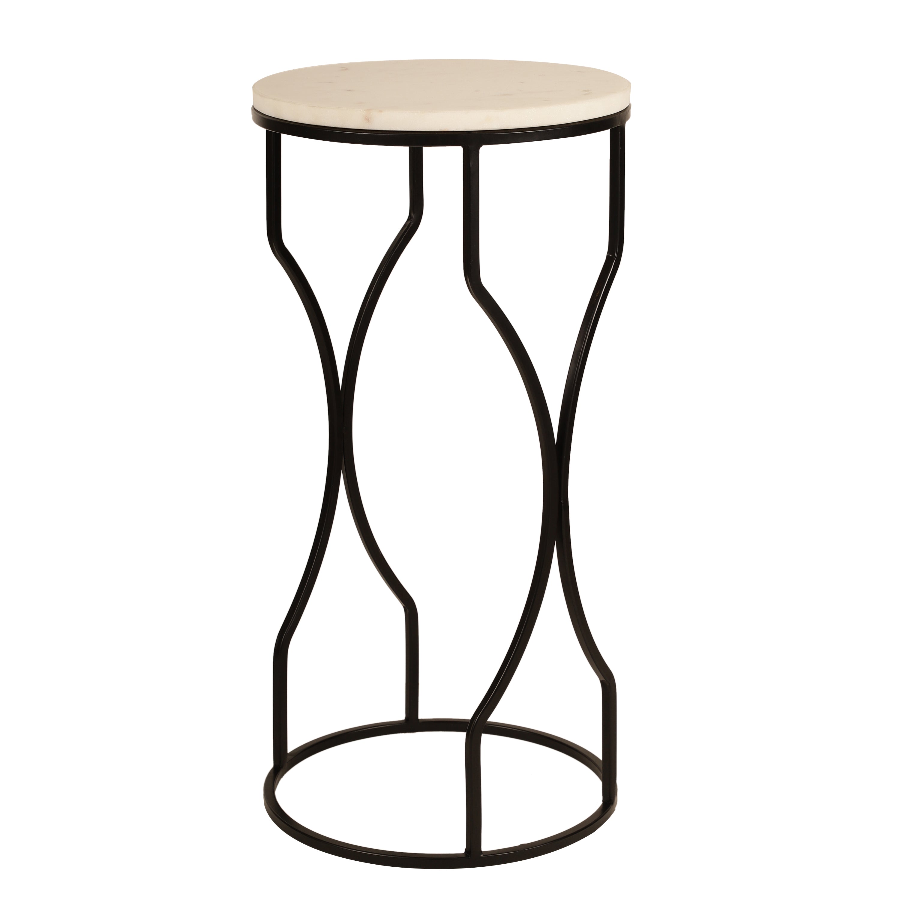 Marble Top Curved Metal Side Table Large