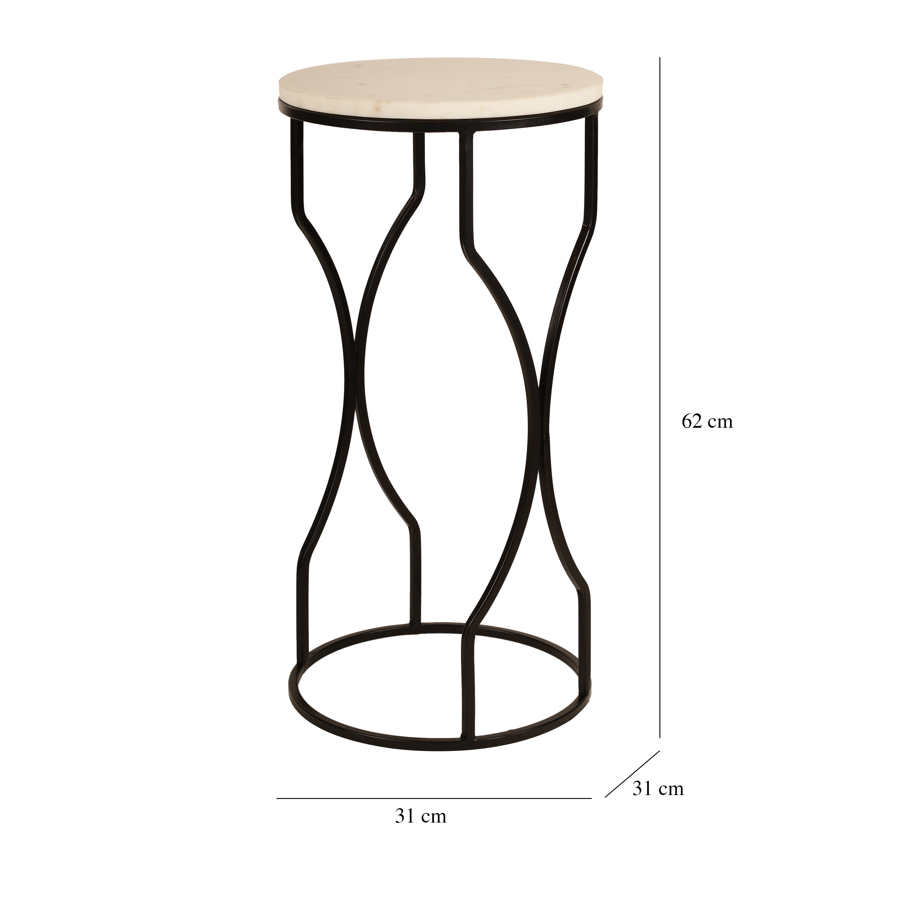 Marble Top Curved Metal Side Table Large