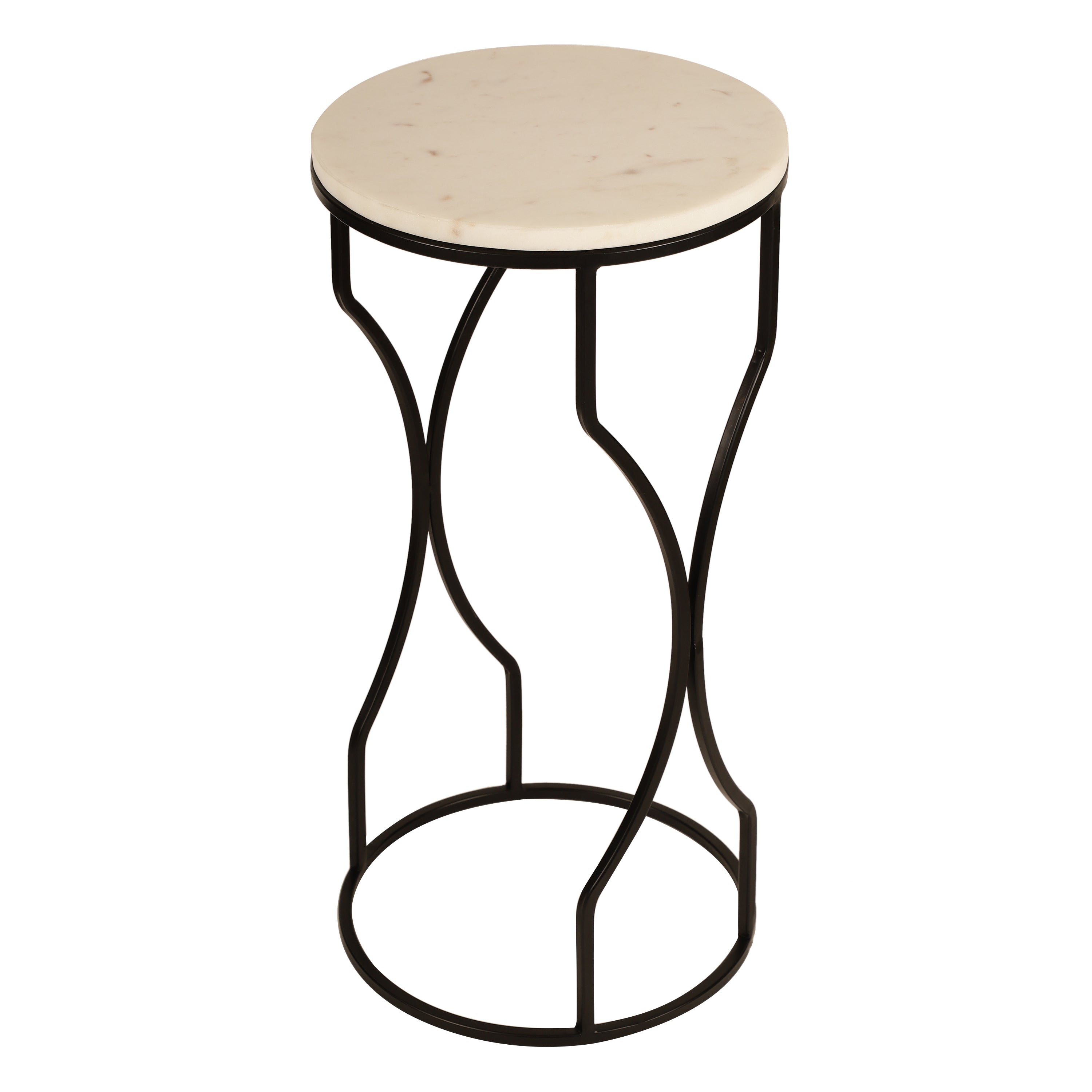 Marble Top Curved Metal Side Table Large