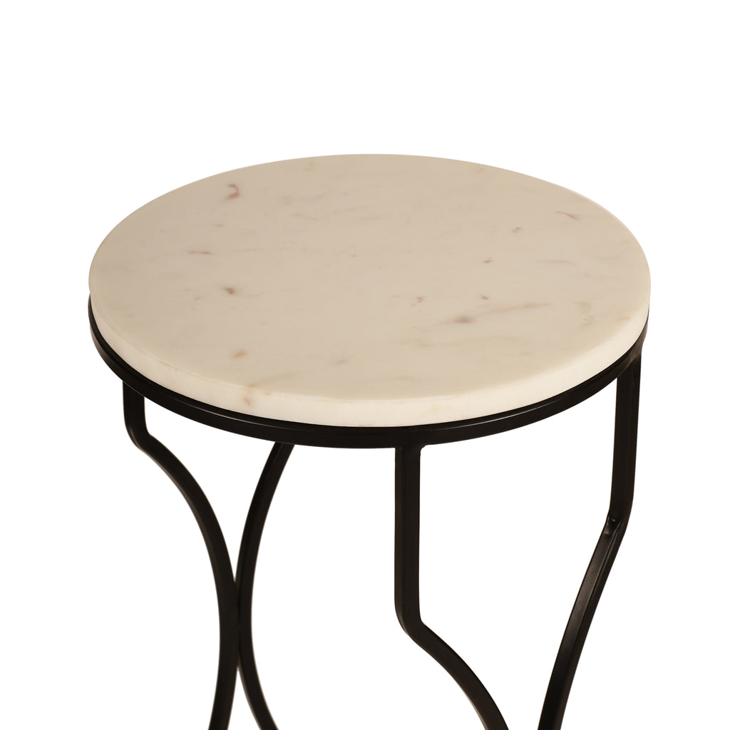 Marble Top Curved Metal Side Table Large