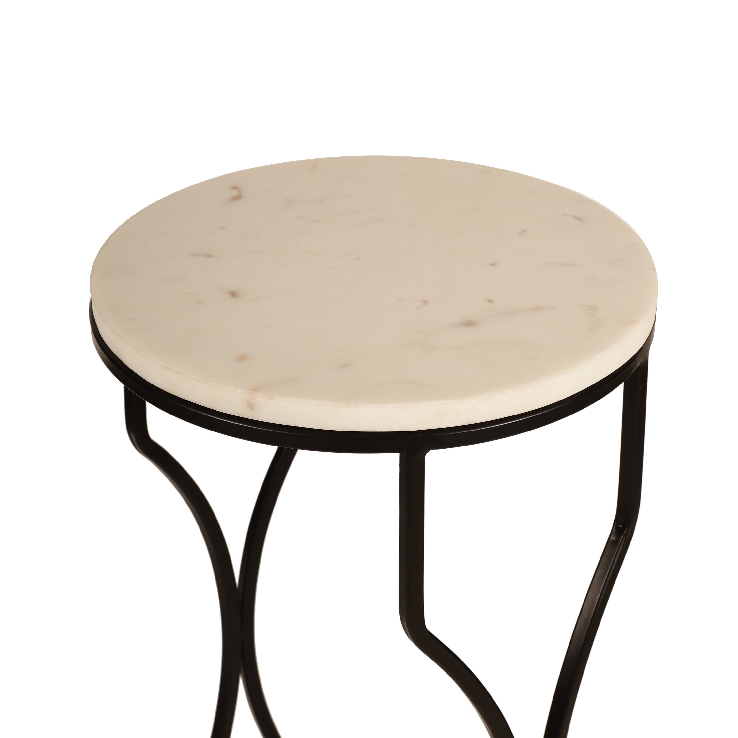 Marble Top Curved Metal Side Table Large