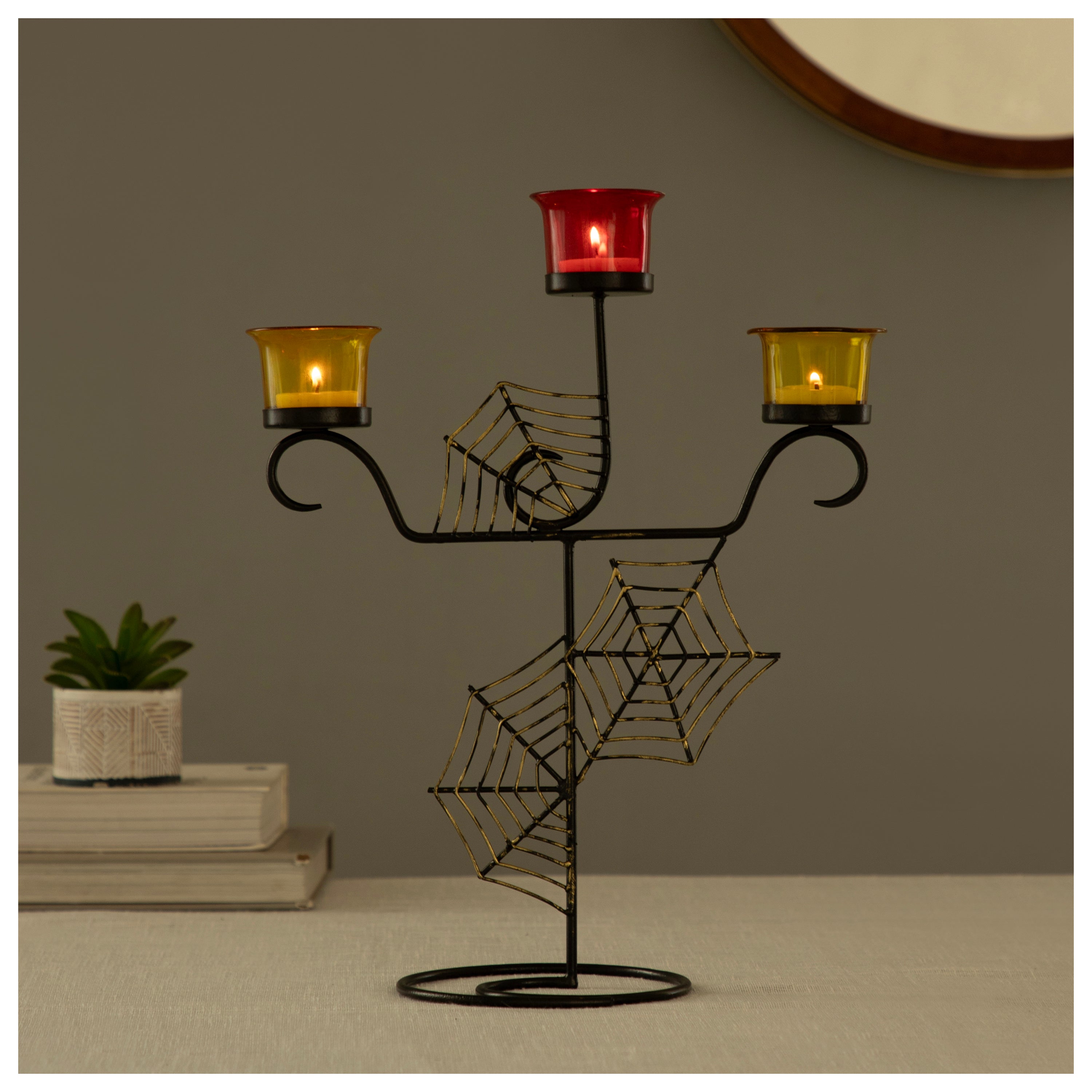 Spider Web Metal Candle Stand