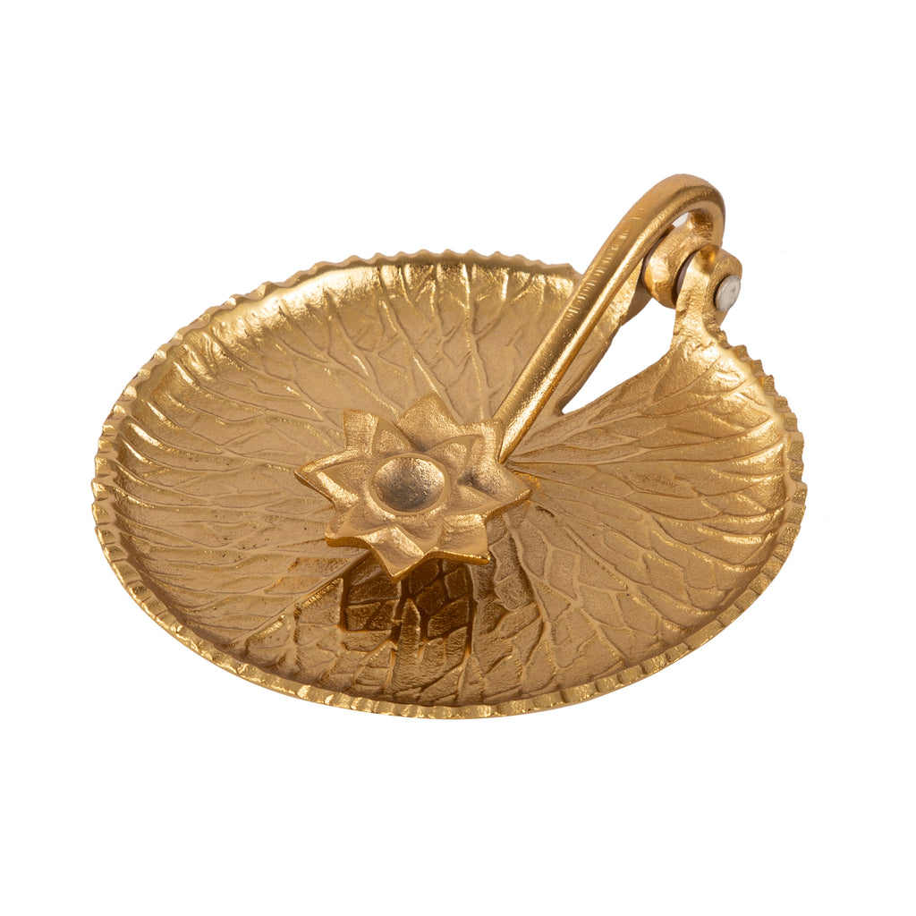 Golden Lotus Leaf Decorative Tray