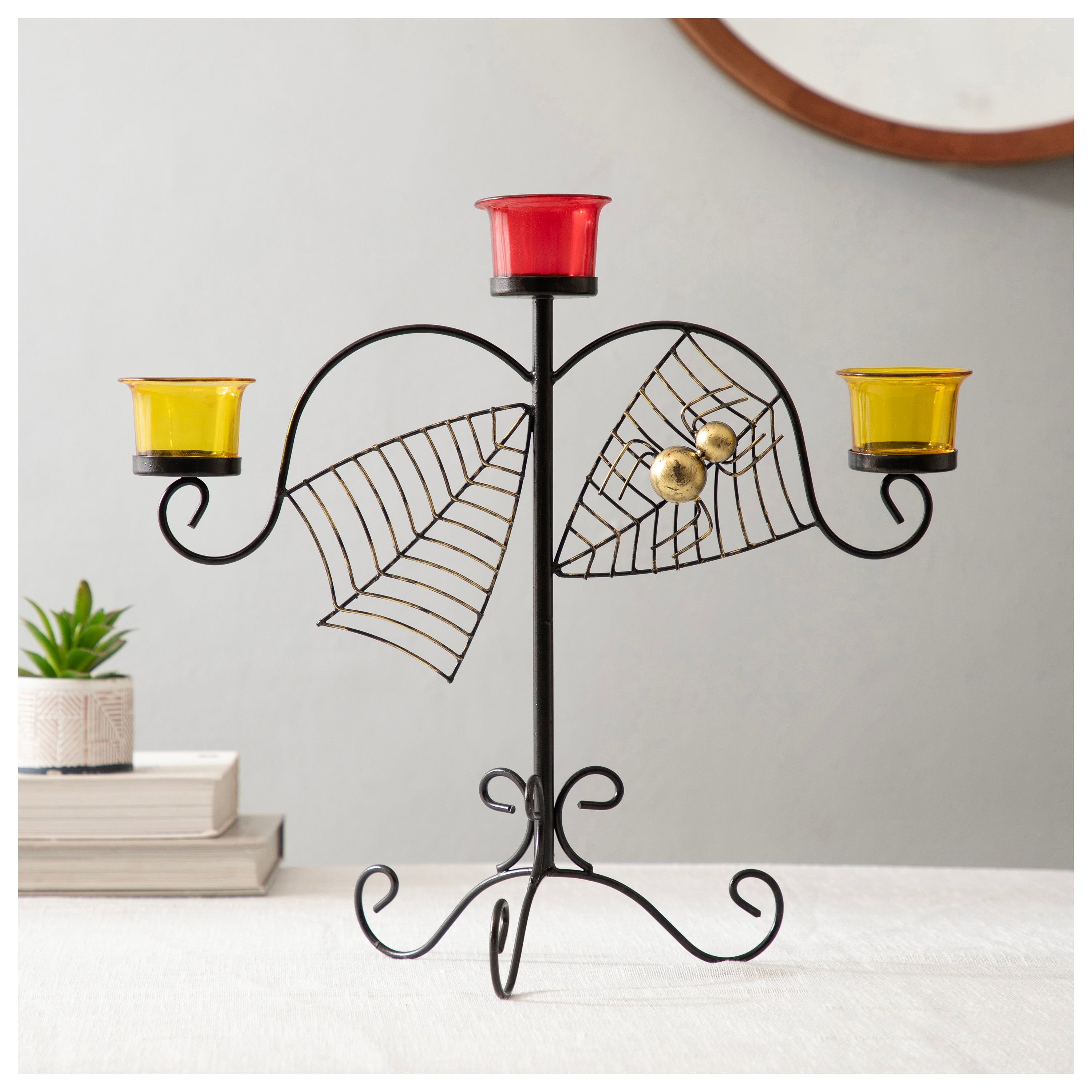 Spider Web Luxe Metal Candle Stand