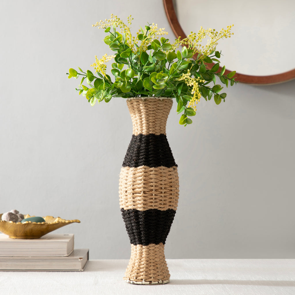 Tall Jute Textured Floor Vase