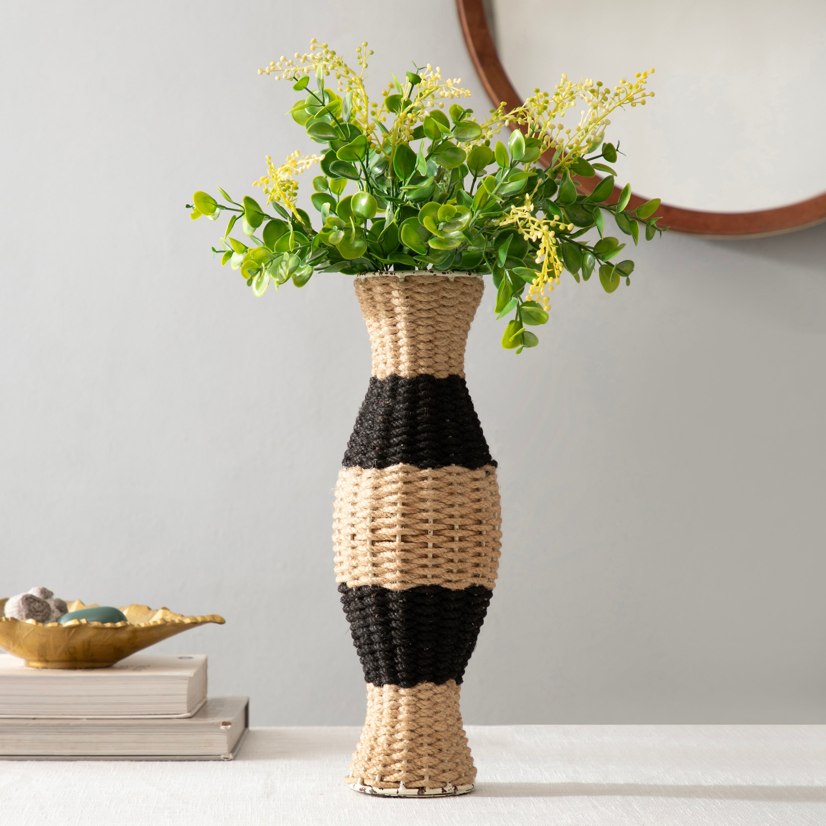 Tall Jute Textured Floor Vase